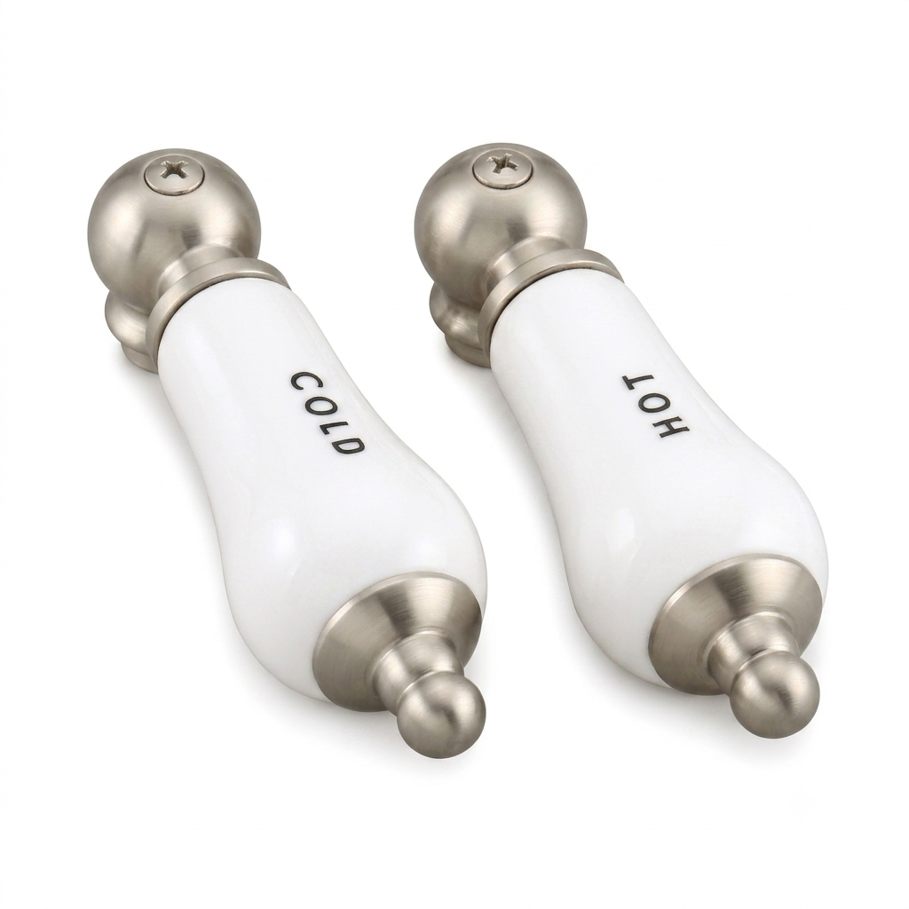 Strom Living P0204 Porcelain Lever Handle Pair Matte Nickel - Faucet Parts