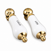 Strom Living P0204 Porcelain Lever Handle Pair Supercoat Brass - Faucet Parts