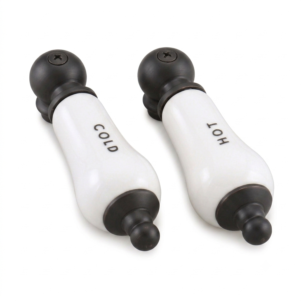 Strom Living P0204 Porcelain Lever Handle Pair Oil Rubbed Bronze - Faucet Parts