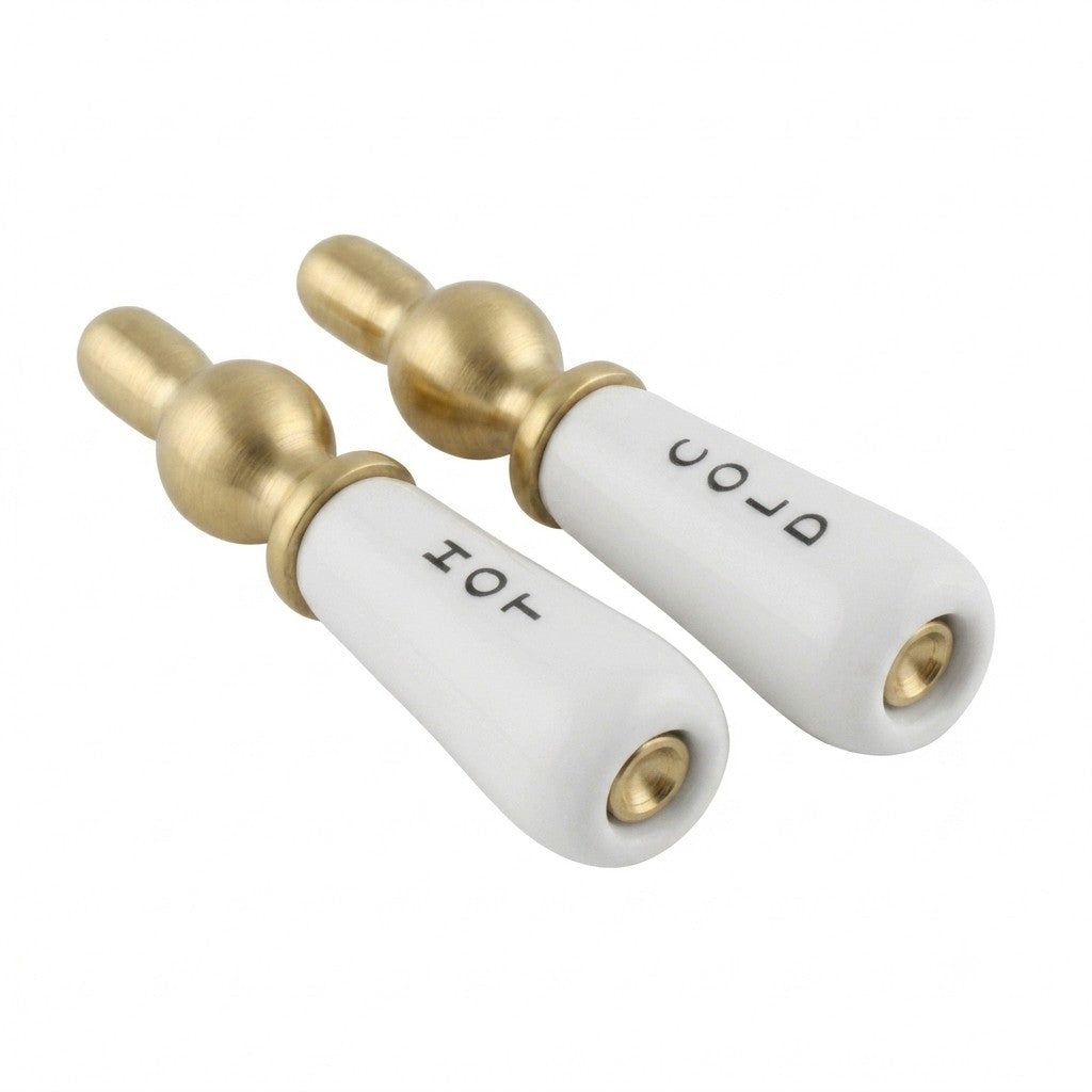 Strom Living P0206 Porcelain Temperature Lever Handle Satin Brass - Faucet Parts