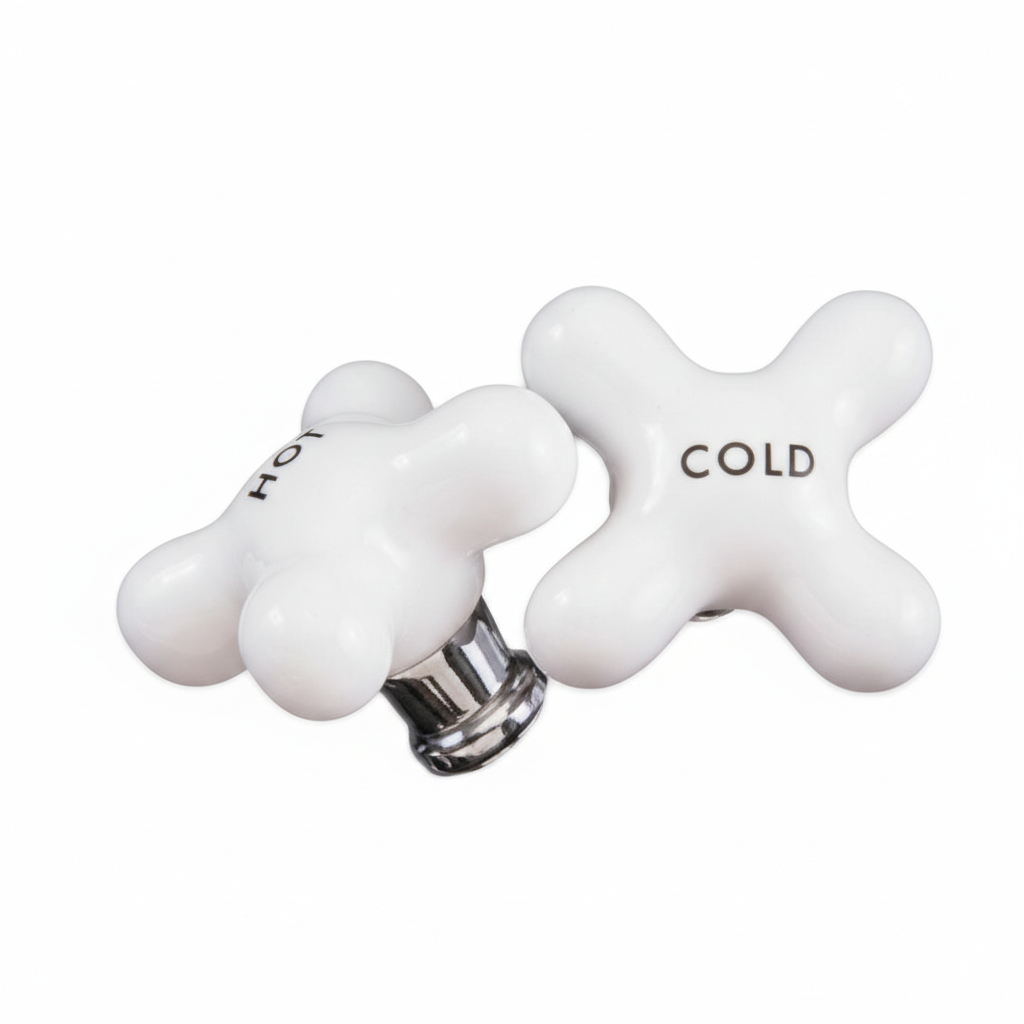 P0212 Small Porcelain Cross Handle Pair - Faucet Parts