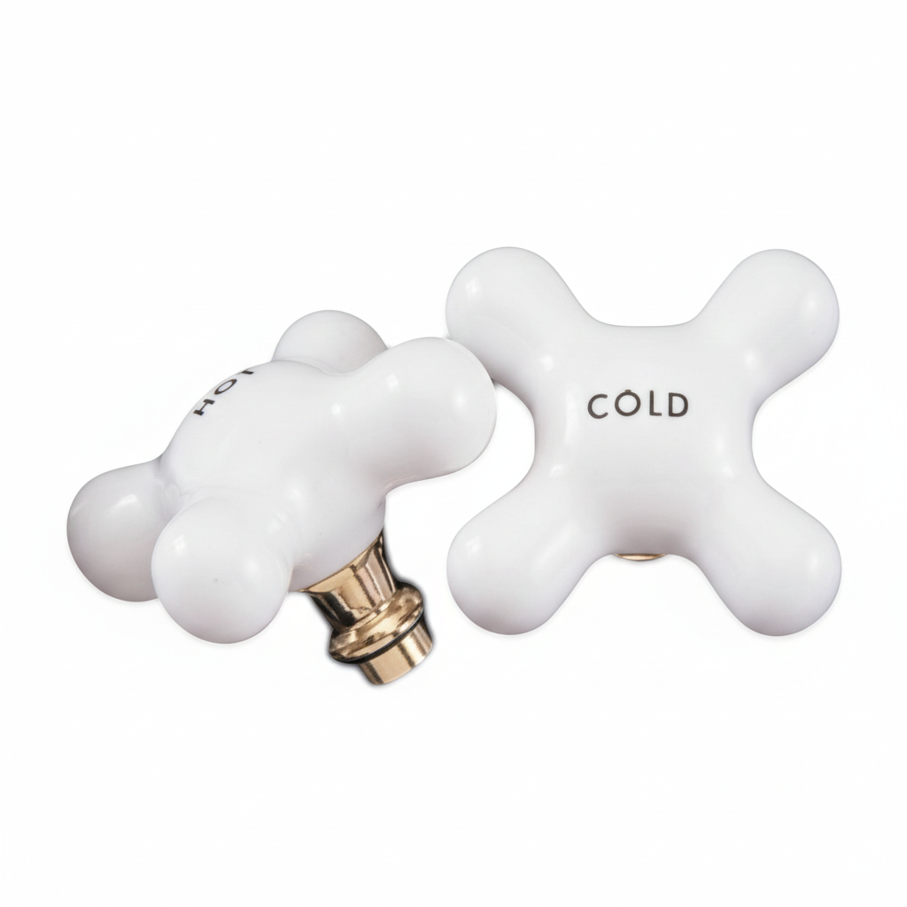Strom Living P0207 Porcelain Cross Point Handle Pair - Faucet Parts