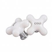 P0212 Small Porcelain Cross Handle Pair Chrome - Faucet Parts