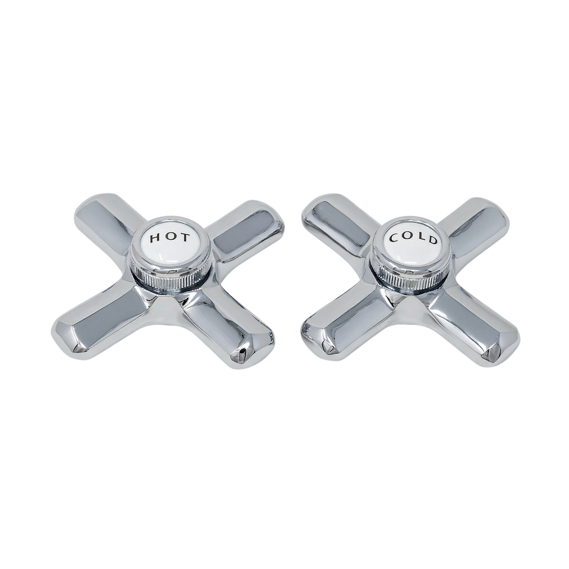 Strom Living P0217 Crosspoint Handles with Porcelain Button Chrome Temperature Handle Pair - Faucet Parts