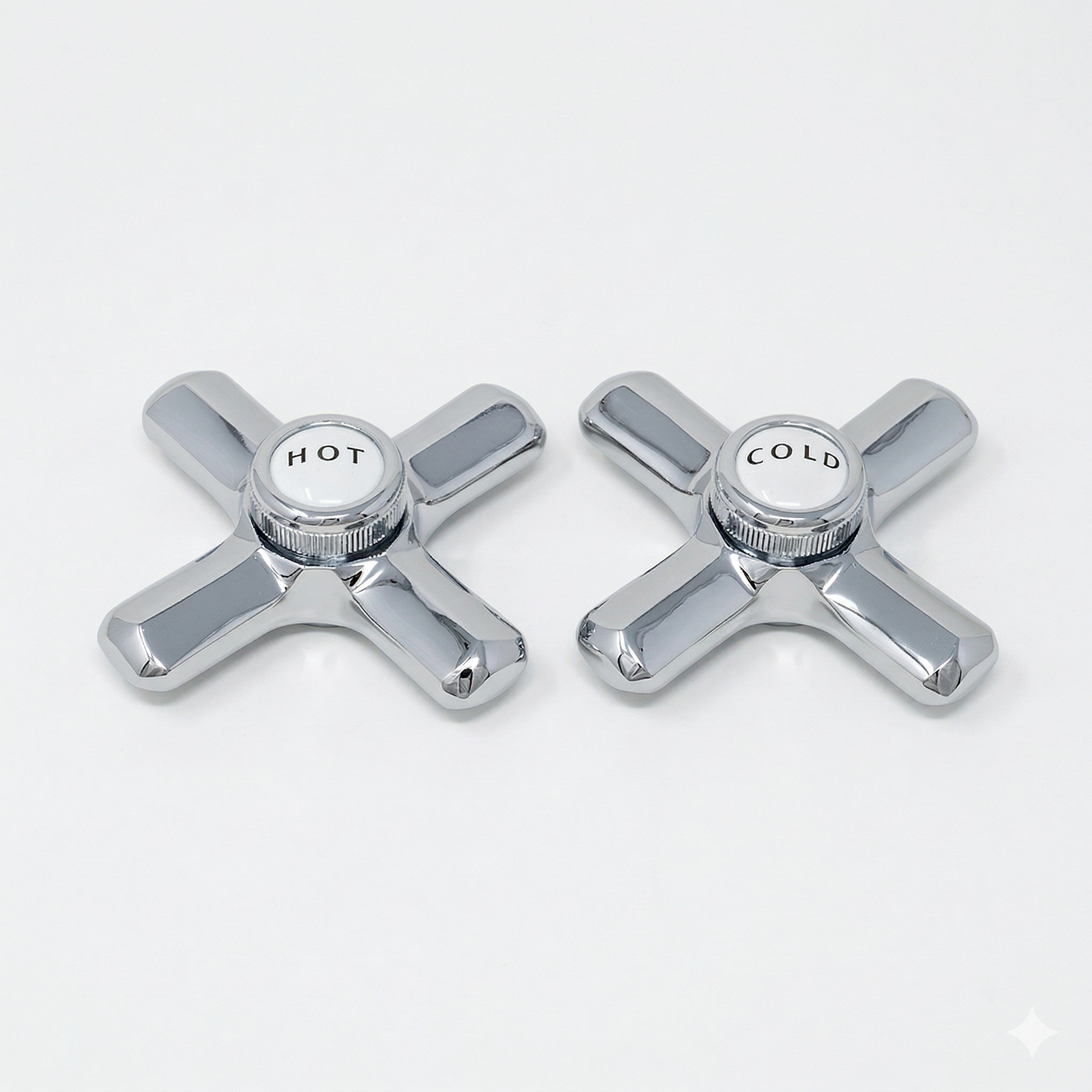 Strom Living P0217 Crosspoint Handles with Porcelain Button Chrome - Faucet Parts