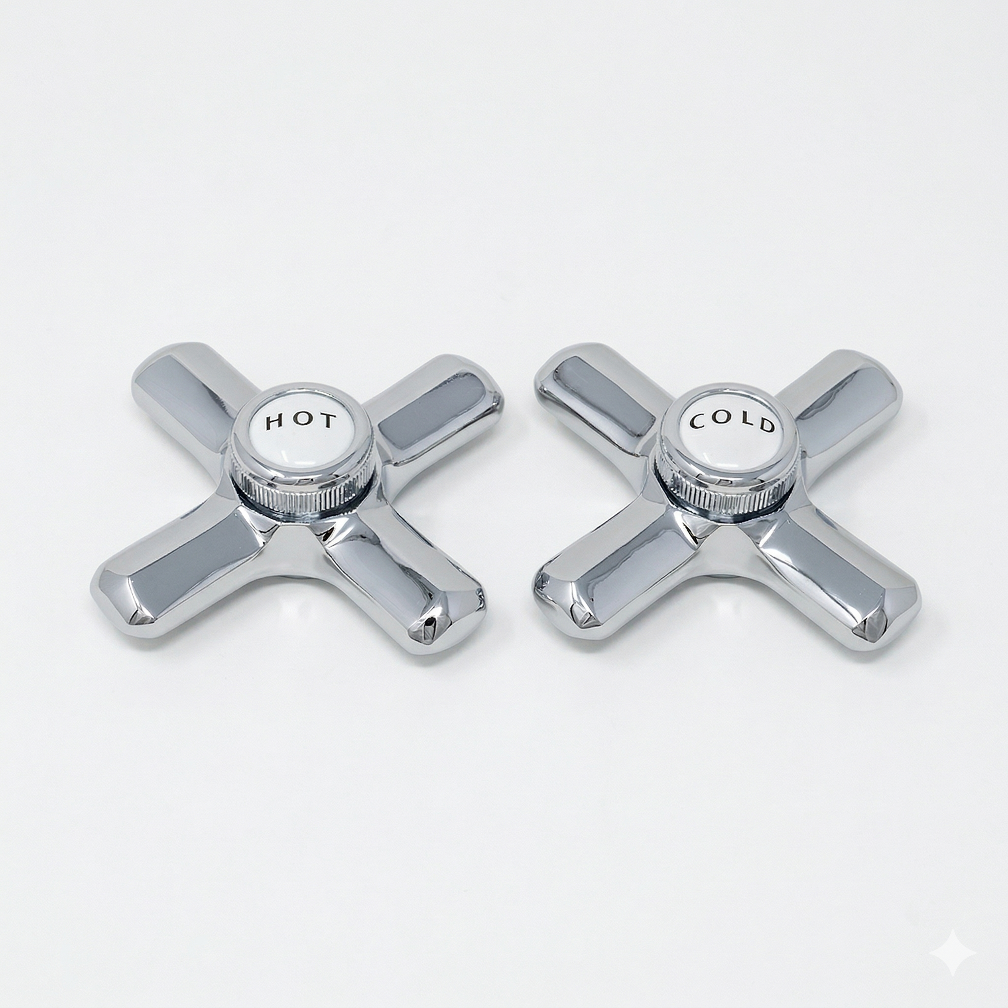 Strom Living P0217 Crosspoint Handles with Porcelain Button Chrome - Faucet Parts