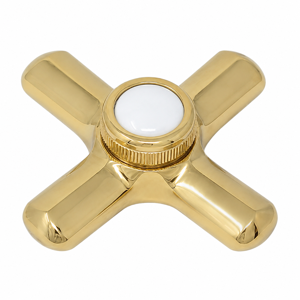 Strom Living P0217 Crosspoint Handles with Porcelain Button Polished Brass Diverter Handle - Faucet Parts