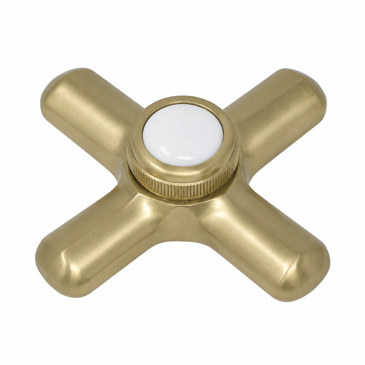 Strom Living P0217 Crosspoint Handles with Porcelain Button Raw Brass Diverter Handle - Faucet Parts