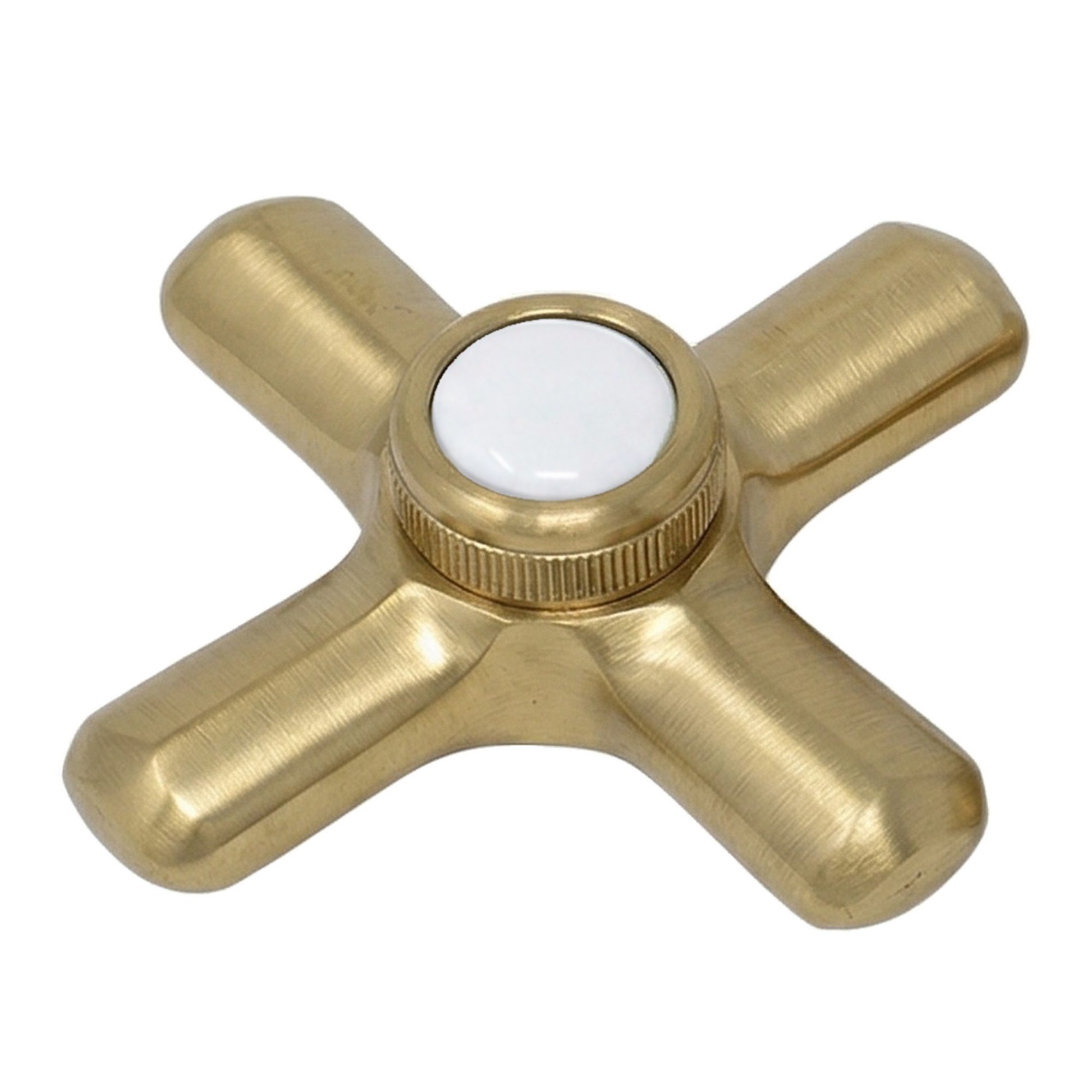 Strom Living P0217 Crosspoint Handles with Porcelain Button Satin Brass Diverter Handle - Faucet Parts
