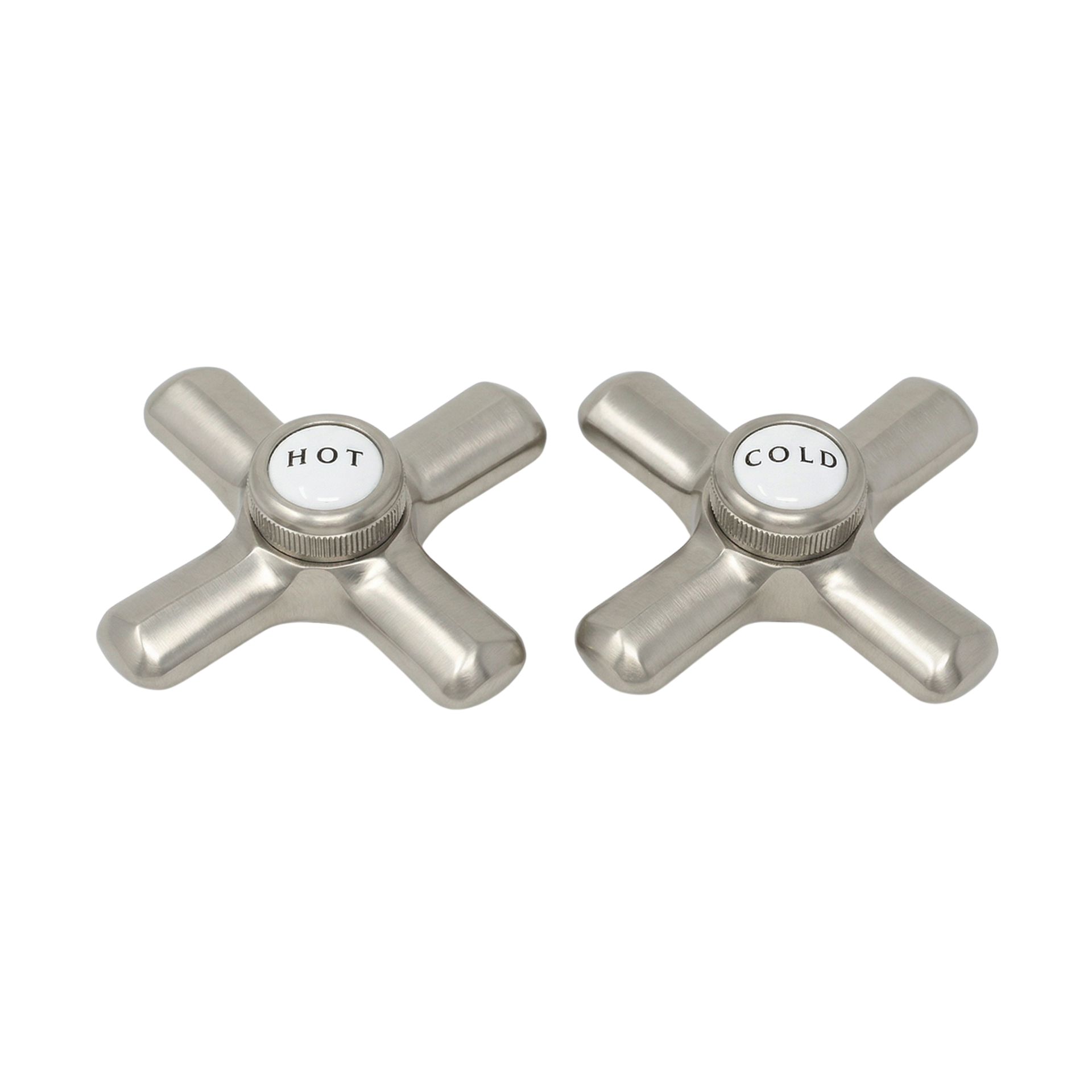 Strom Living P0217 Crosspoint Handles with Porcelain Button Matte Nickel Temperature Handle Pair - Faucet Parts