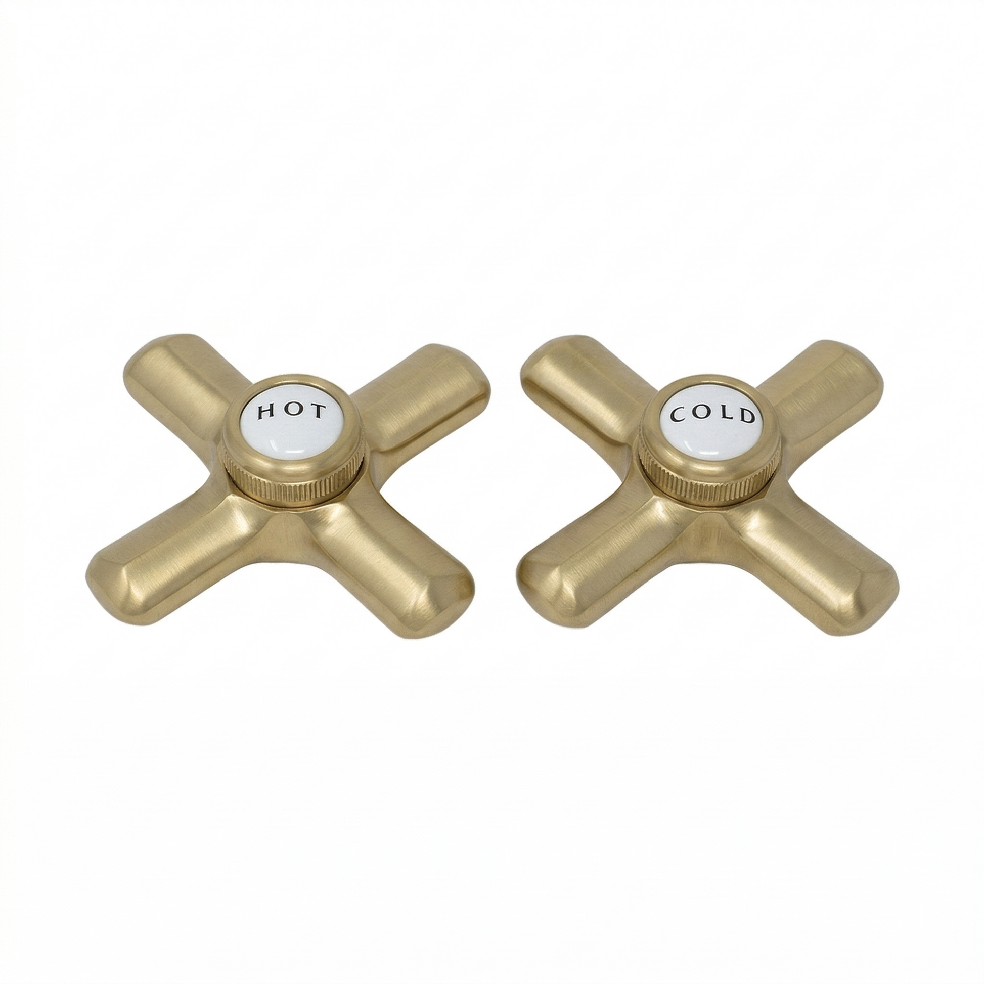 Strom Living P0217 Crosspoint Handles with Porcelain Button Raw Brass - Faucet Parts