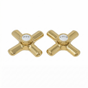 Strom Living P0217 Crosspoint Handles with Porcelain Button Supercoat Brass Temperature Handle Pair - Faucet Parts