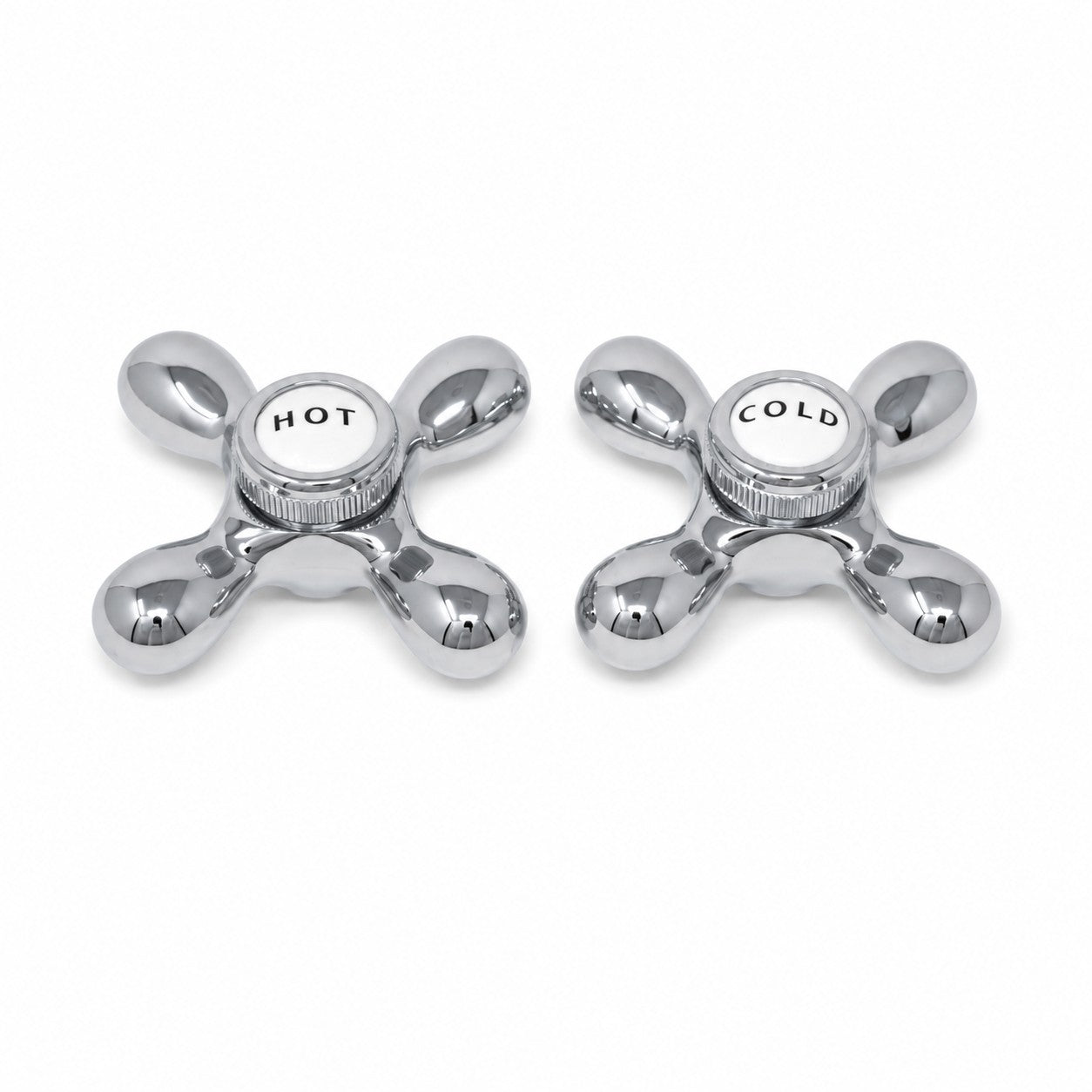 Strom Living P0219 Cross Point Handle Pair with Brass and Porcelain Buttons Chrome - Faucet Parts
