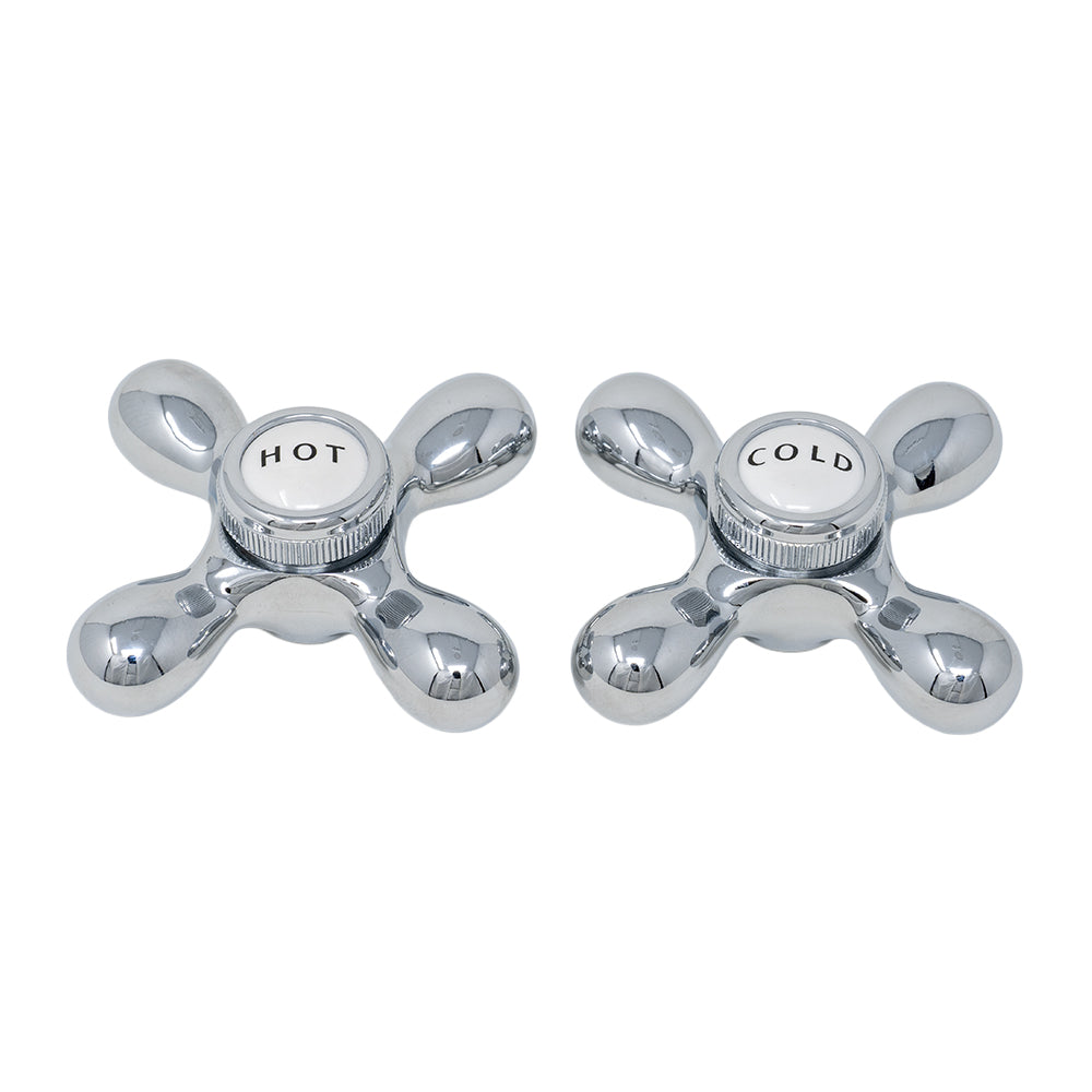 Strom Living P0219 Cross Point Handle Pair with Brass and Porcelain Buttons