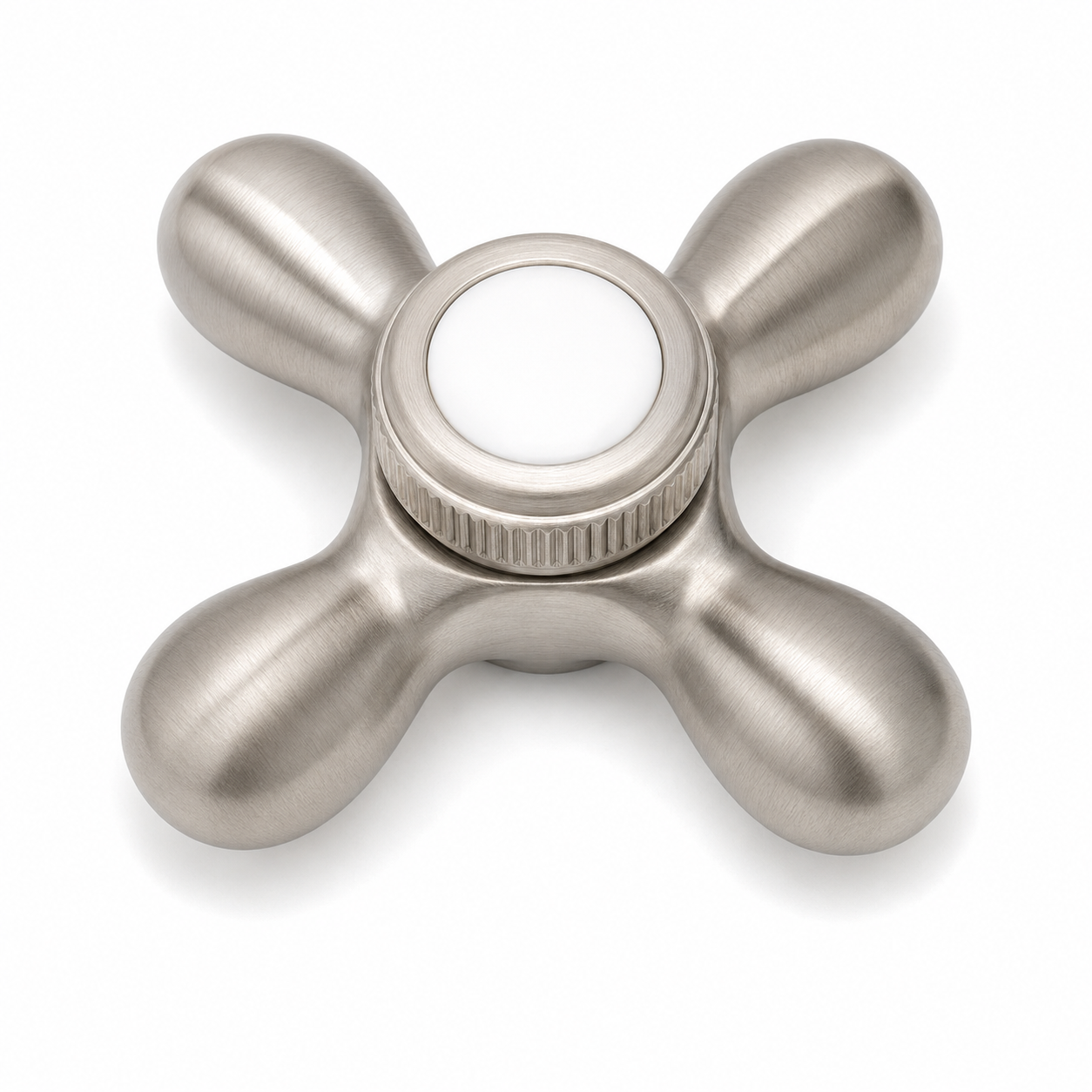 Strom Living P0219 Cross Point Diverter Handle with Porcelain Buttons Matte Nickel - Faucet Parts