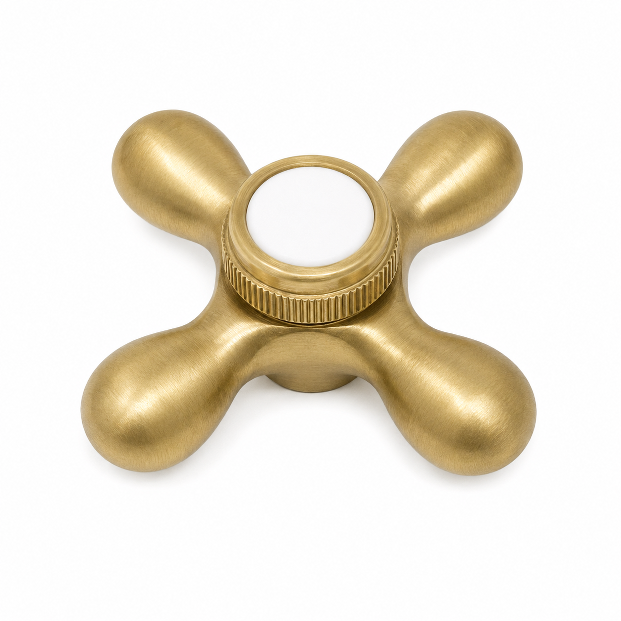 Strom Living P0219 Cross Point Diverter Handle with Porcelain Buttons Satin Brass - Faucet Parts