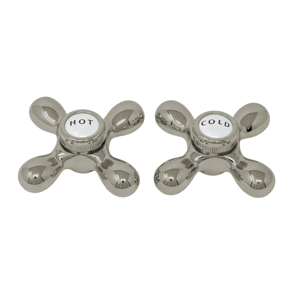 Strom Living P0219 Cross Point Handle Pair with Brass and Porcelain Buttons - Faucet Parts