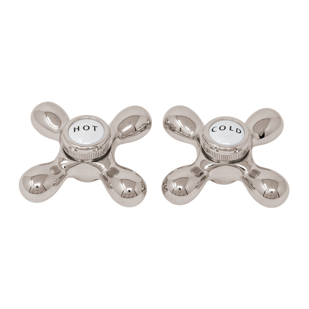 Strom Living P0219 Cross Point Handle Pair with Brass and Porcelain Buttons - Faucet Parts