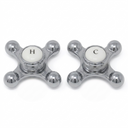 Strom Living P0220 Cross Point Temperature Handles with Button Chrome - Faucet Parts