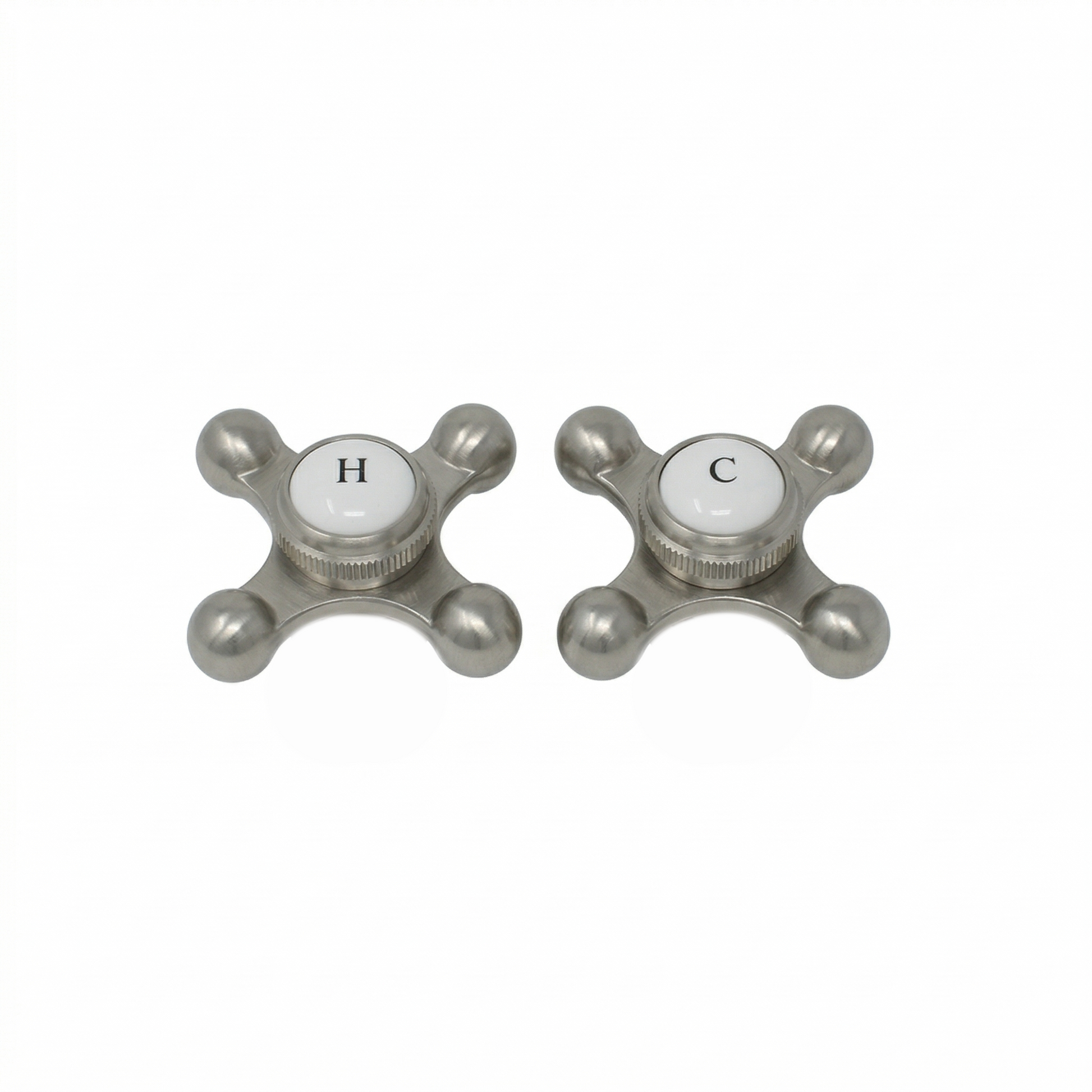 Strom Living P0220 Cross Point Temperature Handles with Button Chrome - Faucet Parts