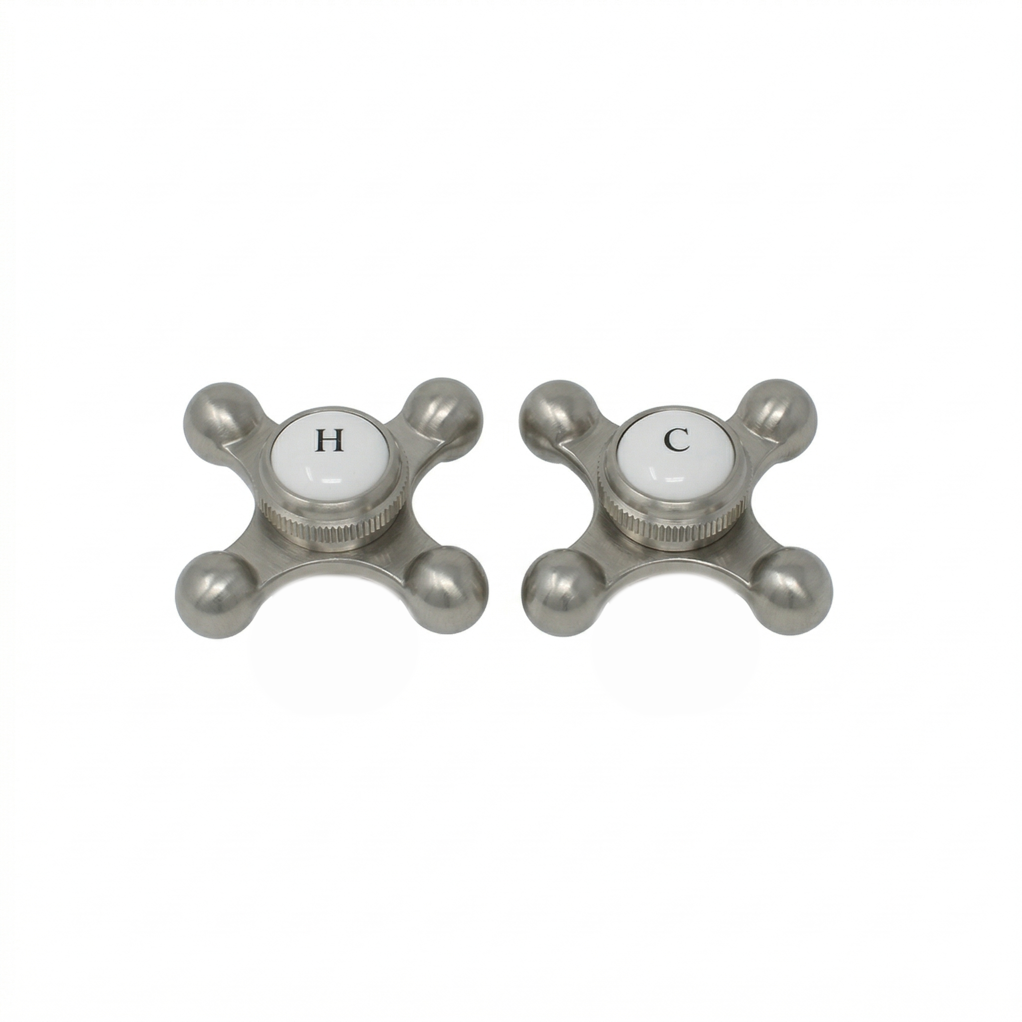 Strom Living P0220 Cross Point Temperature Handles with Button Chrome - Faucet Parts