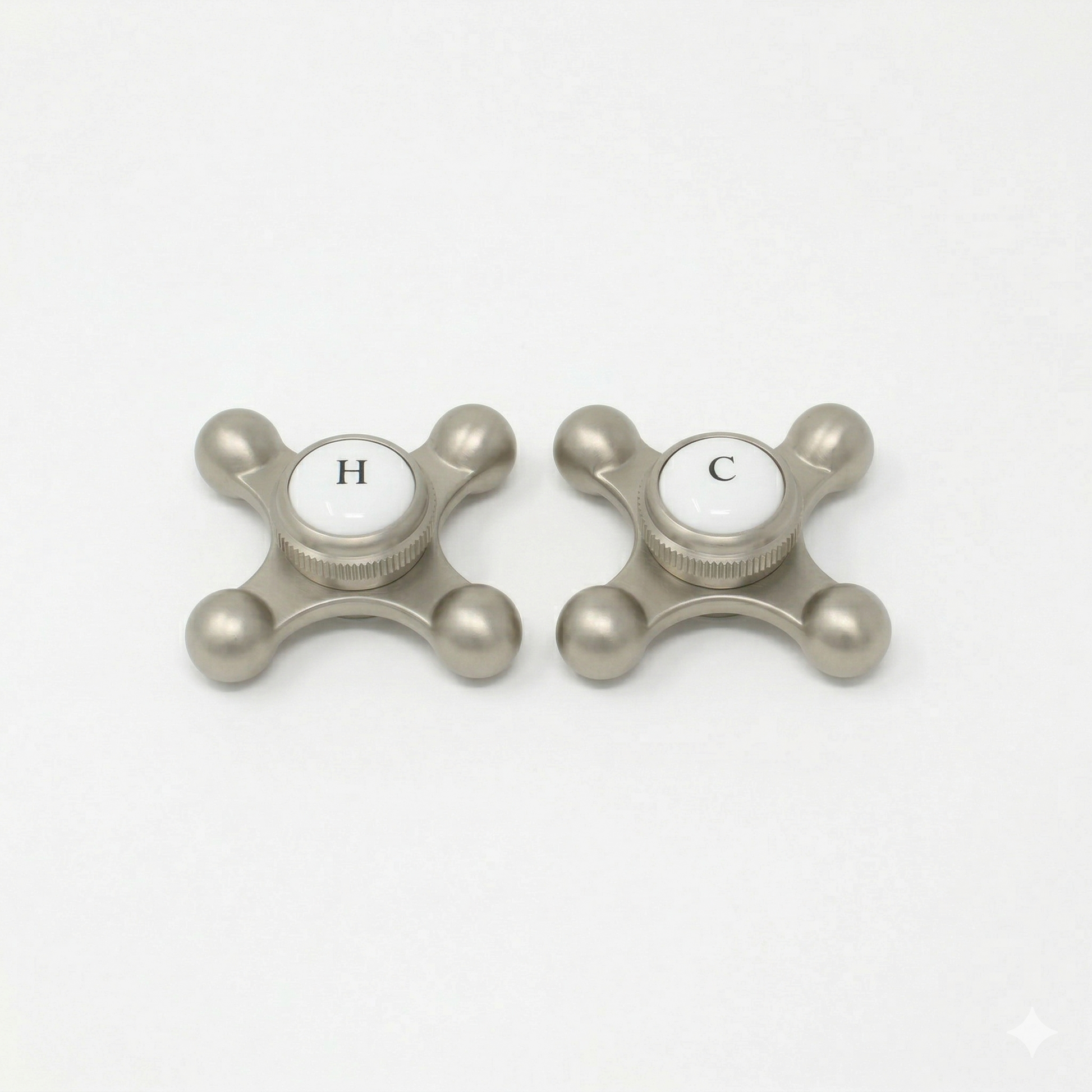 Strom Living P0220 Cross Point Temperature Handles with Button Matte Nickel - Faucet Parts