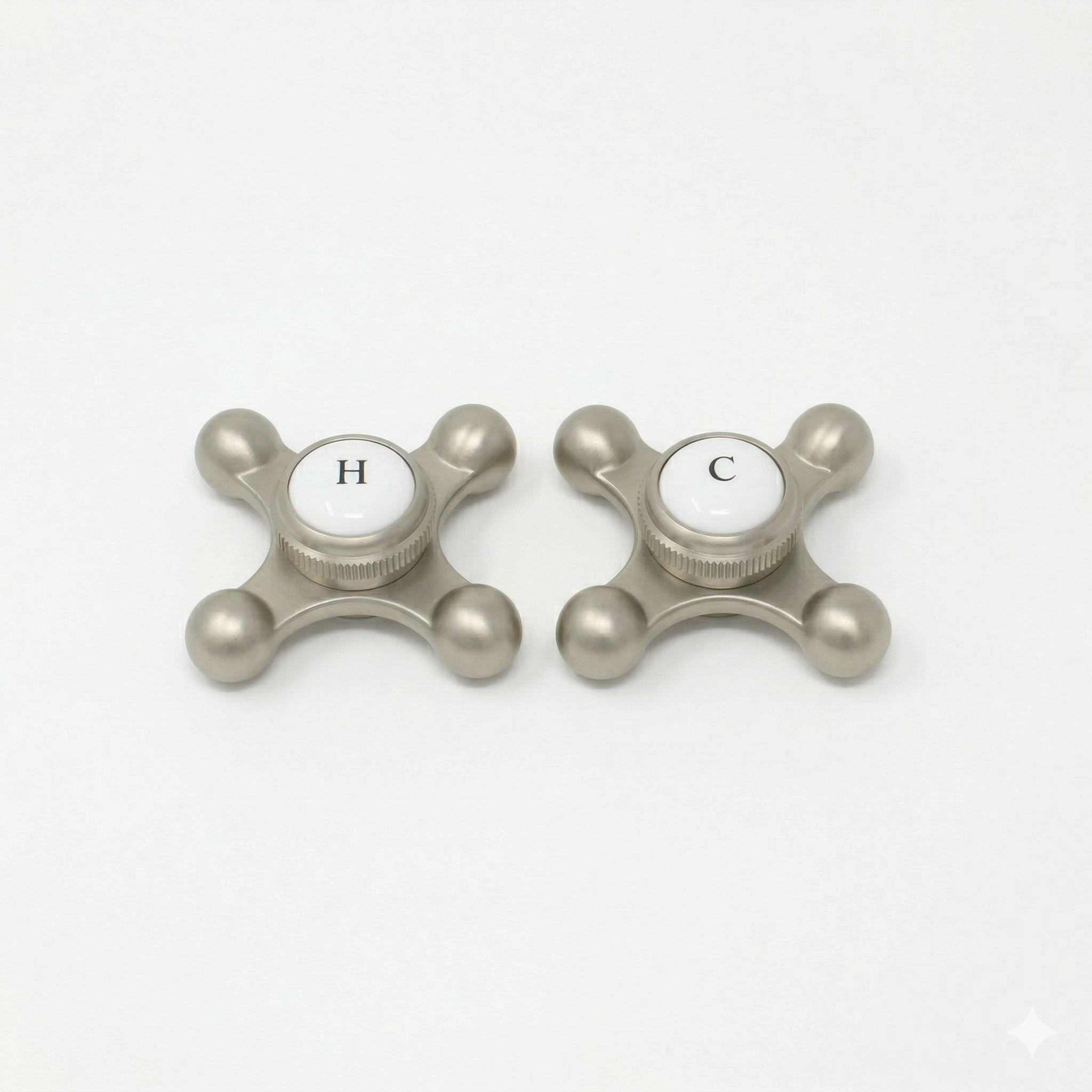 Strom Living P0220 Cross Point Temperature Handles with Button Matte Nickel - Faucet Parts