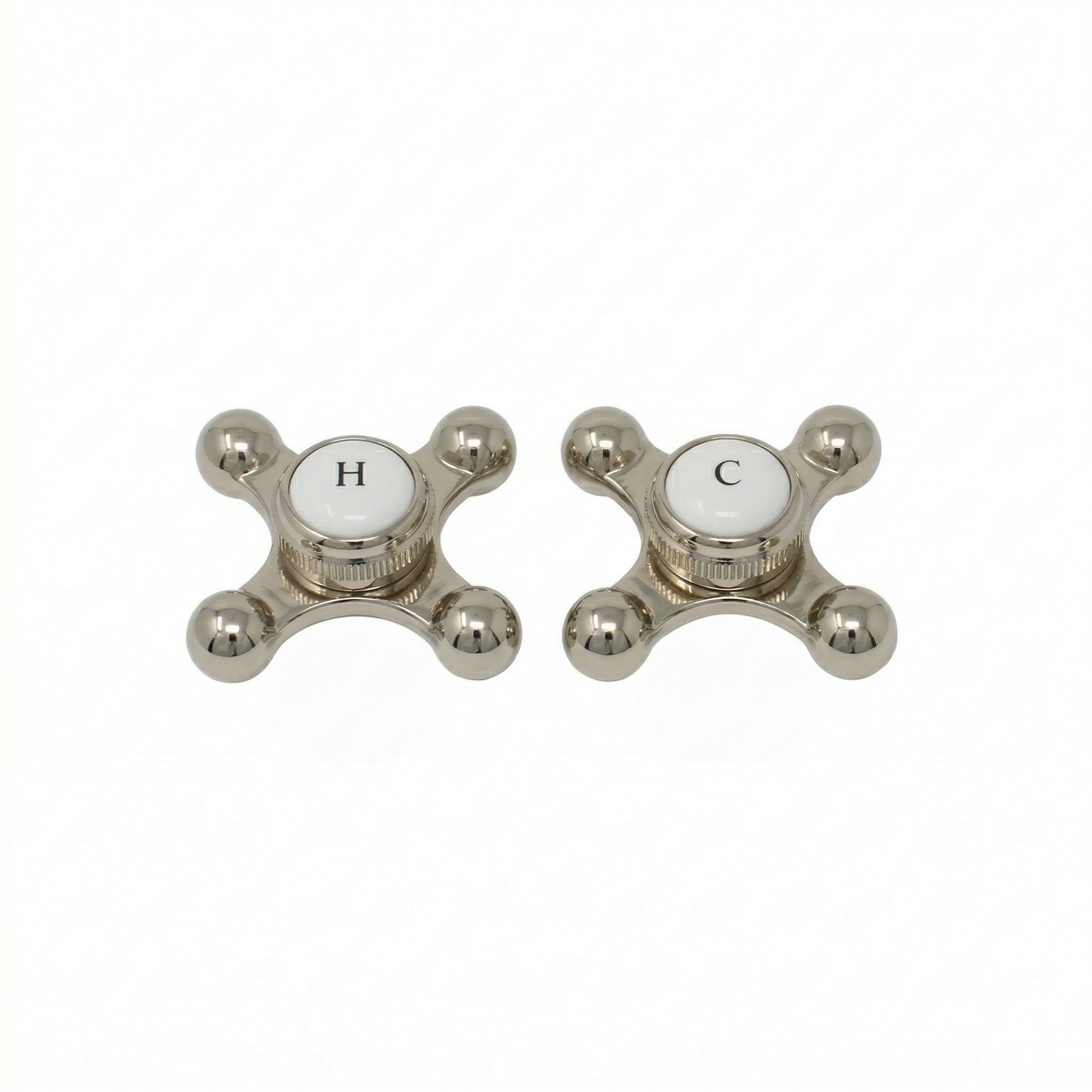 Strom Living P0220 Cross Point Temperature Handles with Button Polished Nickel - Faucet Parts