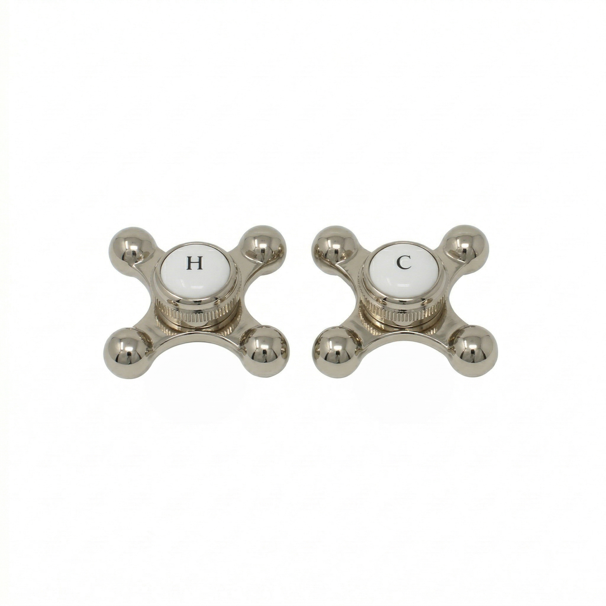 Strom Living P0220 Cross Point Temperature Handles with Button Polished Nickel - Faucet Parts