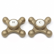 Strom Living P0220 Cross Point Temperature Handles with Button Raw Brass - Faucet Parts