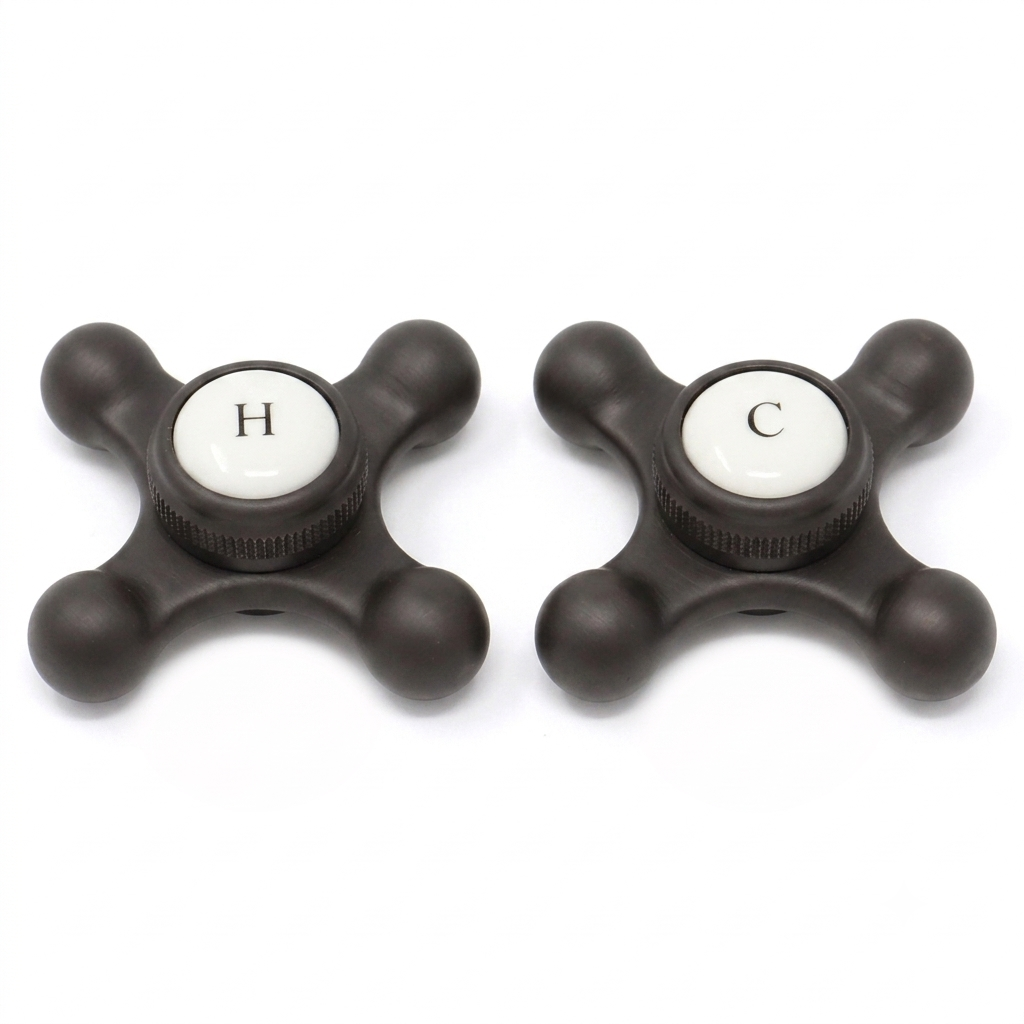 Strom Living P0220 Cross Point Temperature Handles with Button Oil Rubbed Bronze - Faucet Parts