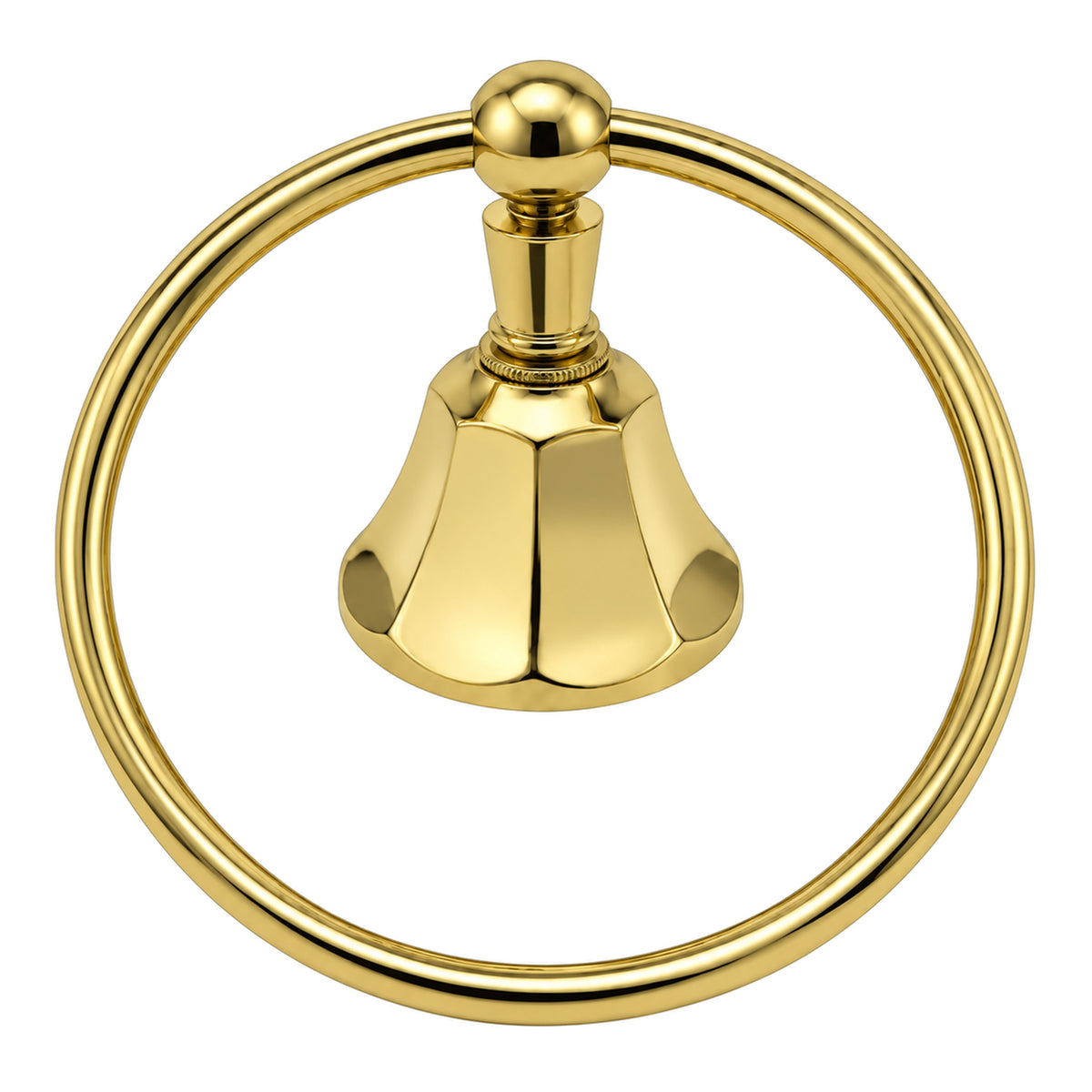Mississippi Vintage Style Deco Towel Holder Ring, Solid Brass, Escutcheon and Mounting Hardware P0302 in Supercoat Brass / Polished Brass