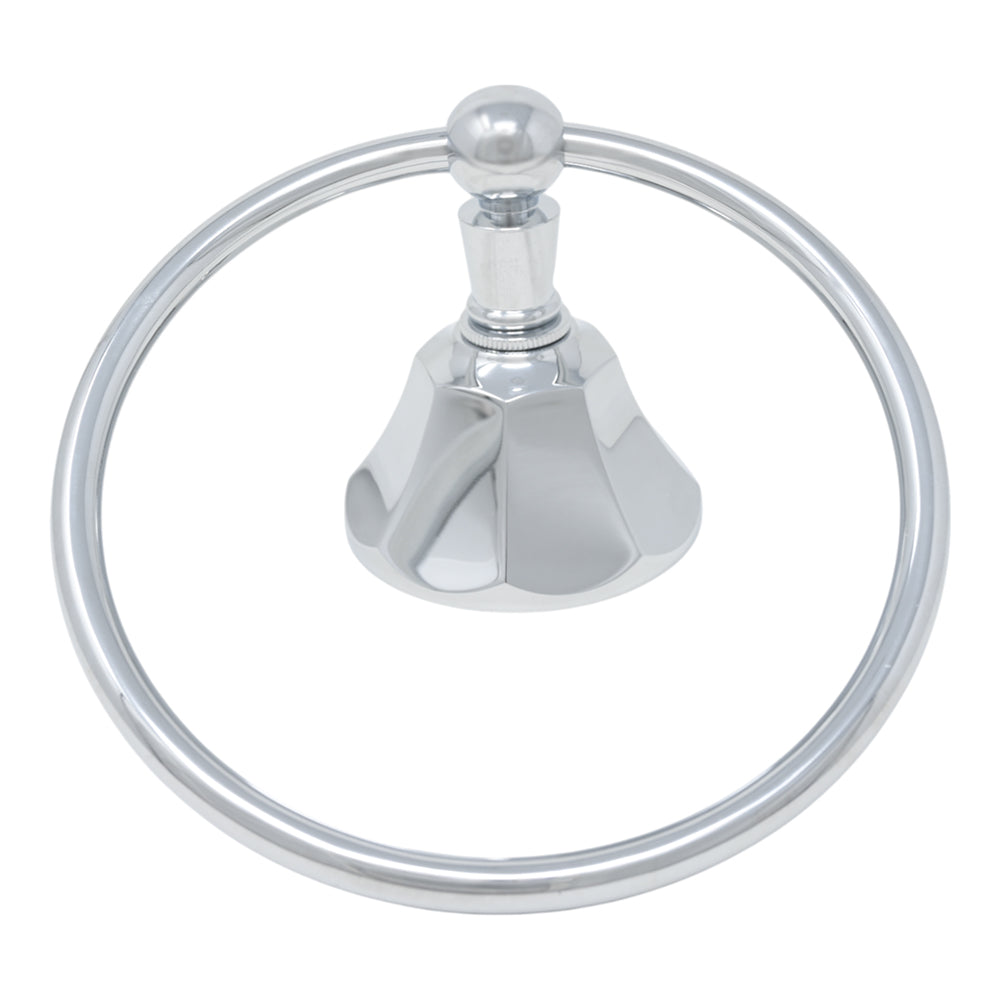 Mississippi Vintage Style Deco Towel Holder Ring, Solid Brass, Escutcheon and Mounting Hardware P0302 | Strom Living Chrome - Bathroom Accessories