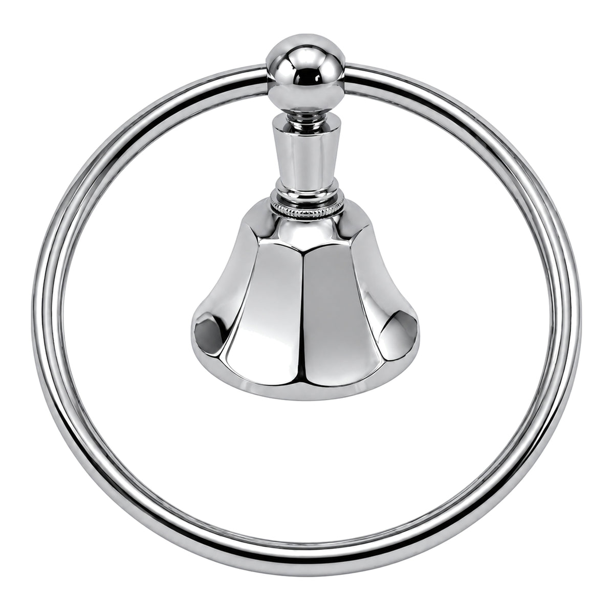Mississippi Vintage Style Deco Towel Holder Ring, Solid Brass, Escutcheon and Mounting Hardware P0302 in Chrome