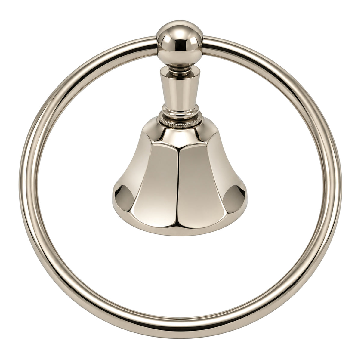 Mississippi Vintage Style Deco Towel Holder Ring, Solid Brass, Escutcheon and Mounting Hardware P0302 in Polished Nickel