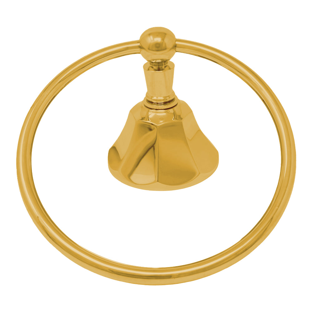 Mississippi Vintage Style Deco Towel Holder Ring, Solid Brass, Escutcheon and Mounting Hardware P0302 | Strom Living Polished Brass - Bathroom Accessories