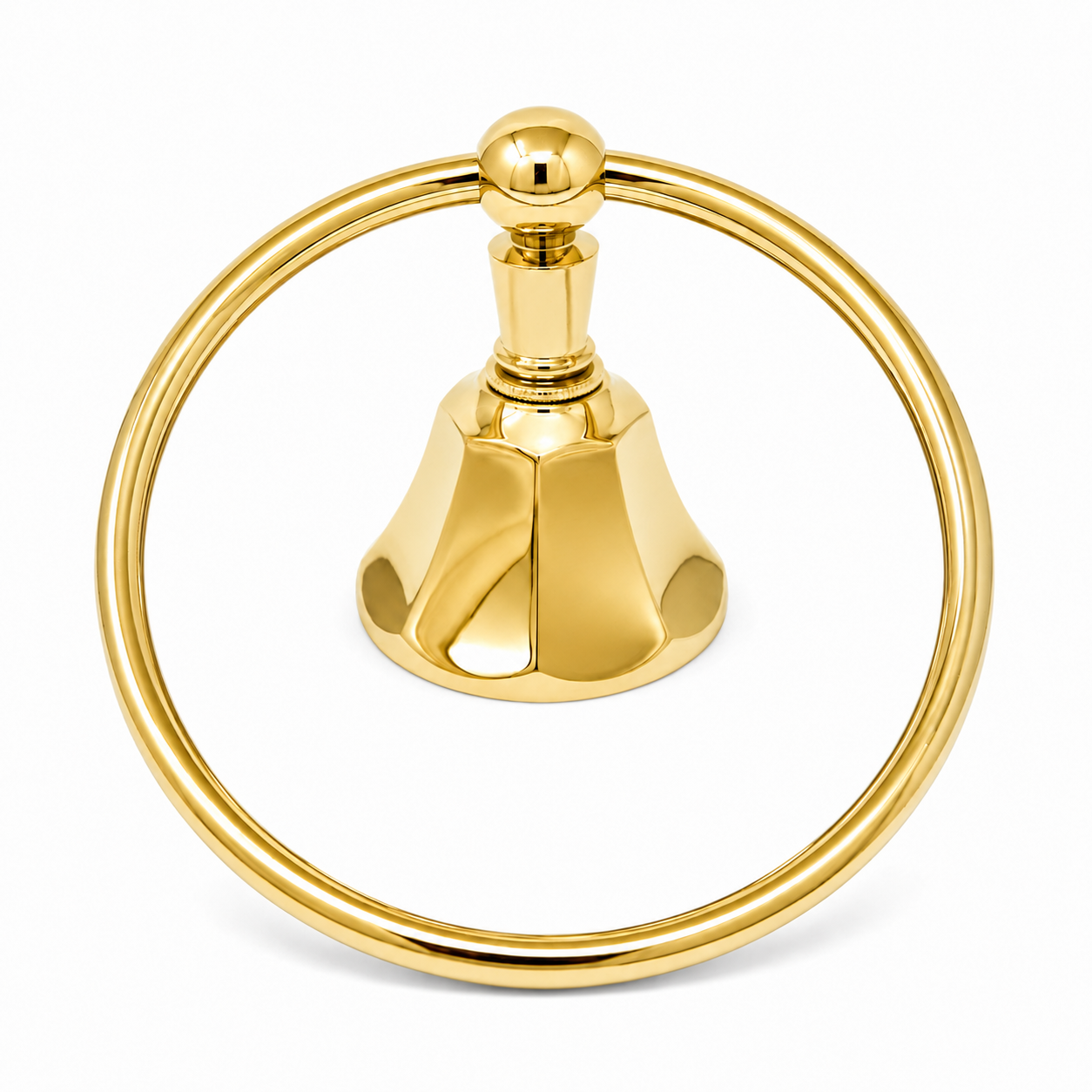 Mississippi Vintage Style Deco Towel Holder Ring, Solid Brass, Escutcheon and Mounting Hardware P0302 | Strom Living Supercoat Brass - Bathroom Accessories