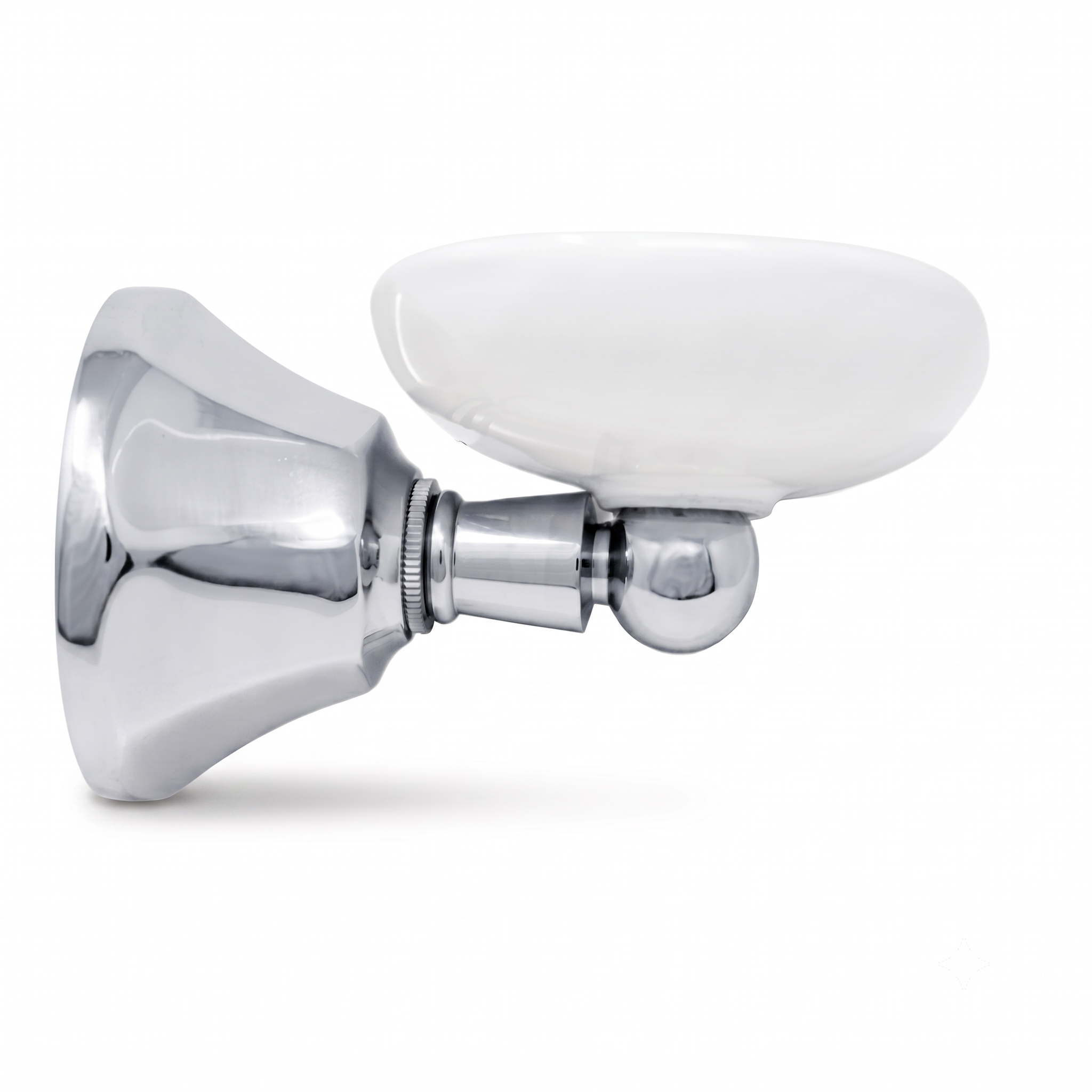 Mississippi Vintage Style Wall Mount Porcelain Deco Soap Dish, Solid Brass and Escutcheon P0304 | Strom Living Chrome - Bathroom Accessories