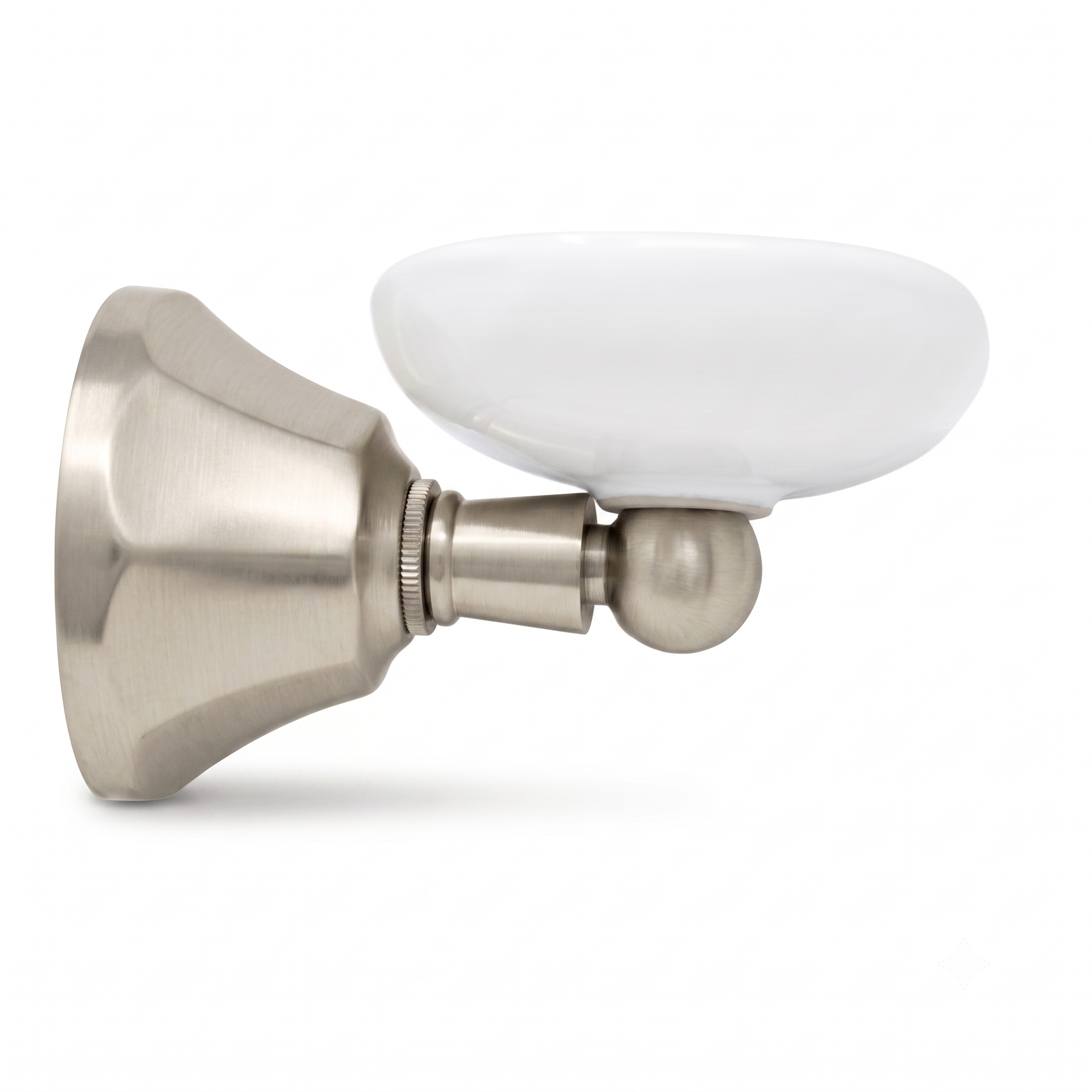 Mississippi Vintage Style Wall Mount Porcelain Deco Soap Dish, Solid Brass and Escutcheon P0304 | Strom Living Matte Nickel - Bathroom Accessories