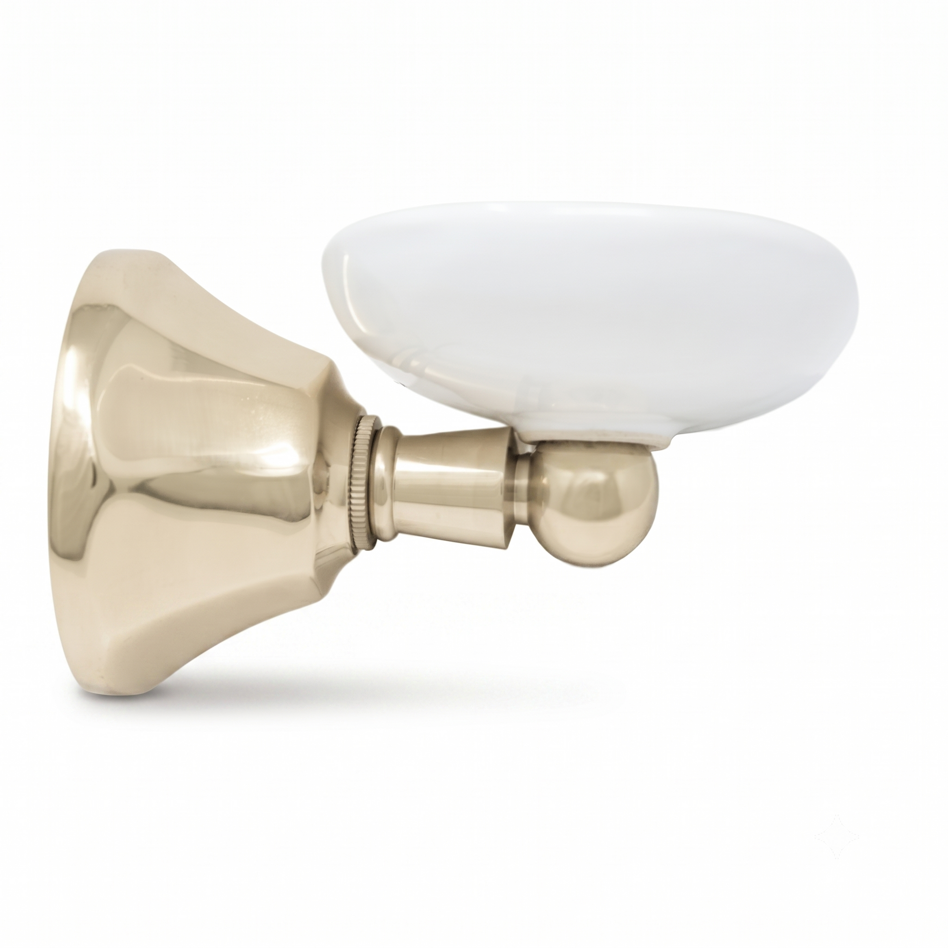 Mississippi Vintage Style Wall Mount Porcelain Deco Soap Dish, Solid Brass and Escutcheon P0304 | Strom Living Polished Nickel - Bathroom Accessories