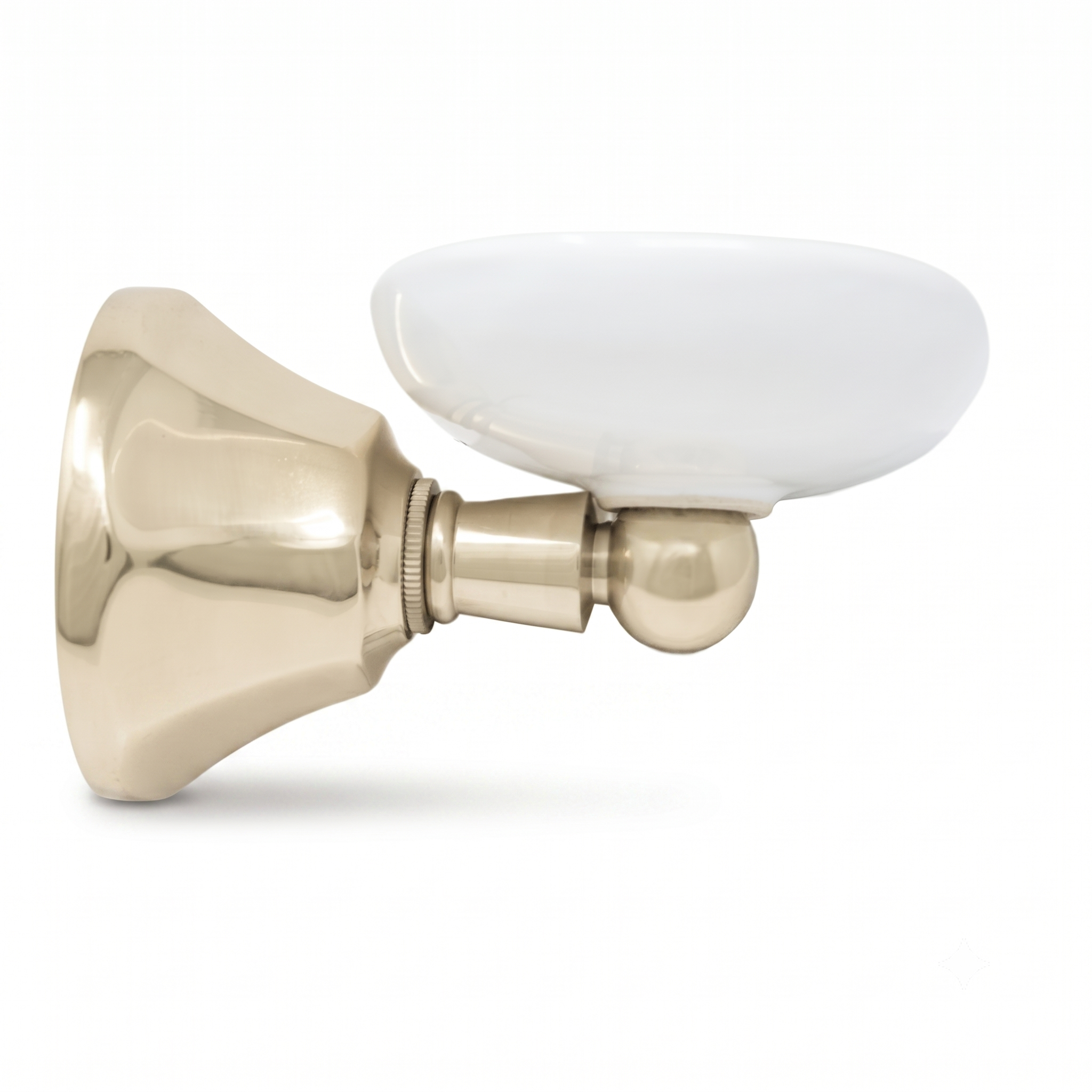 Mississippi Vintage Style Wall Mount Porcelain Deco Soap Dish, Solid Brass and Escutcheon P0304 | Strom Living Polished Nickel - Bathroom Accessories