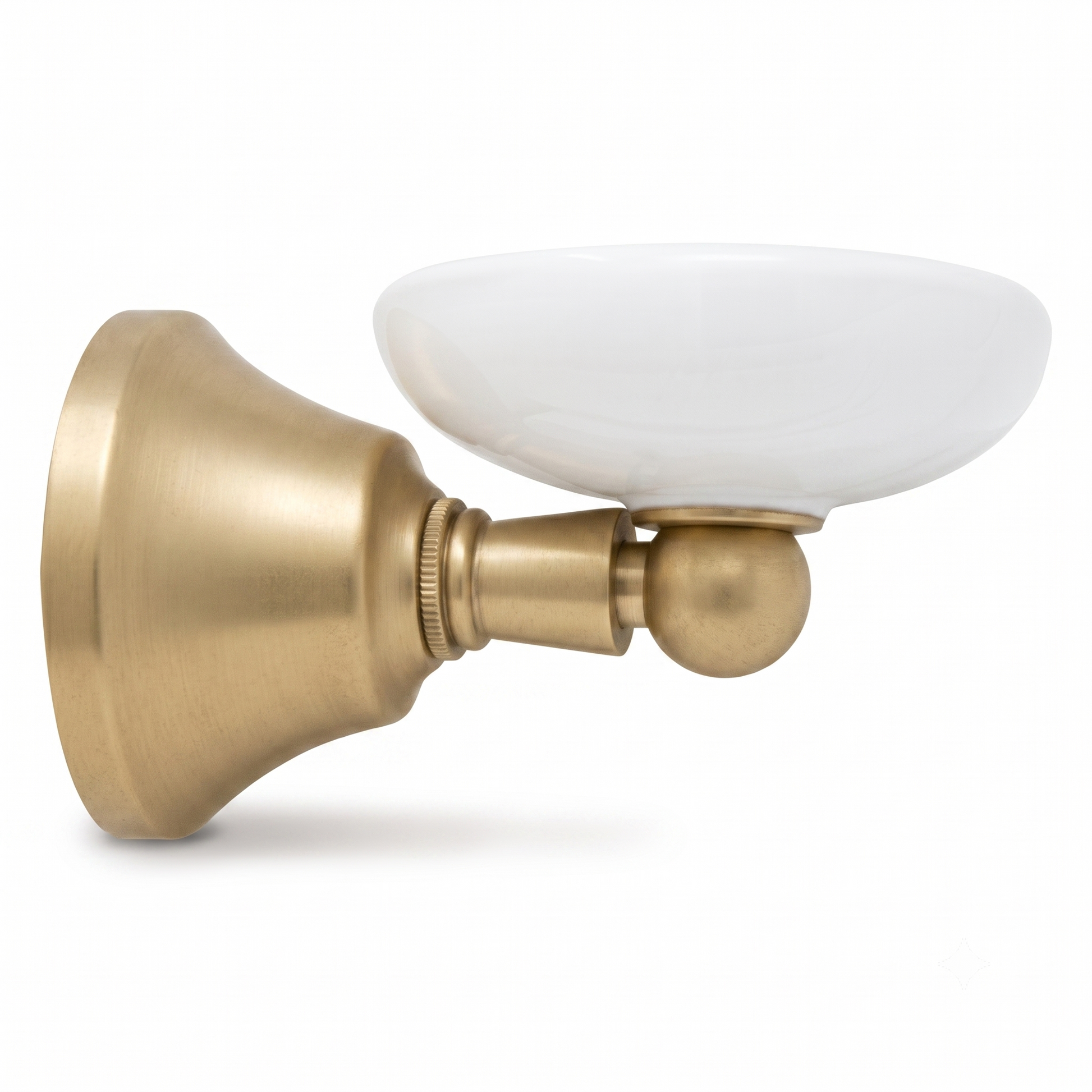 Mississippi Vintage Style Wall Mount Porcelain Deco Soap Dish, Solid Brass and Escutcheon P0304 | Strom Living Raw Brass - Bathroom Accessories