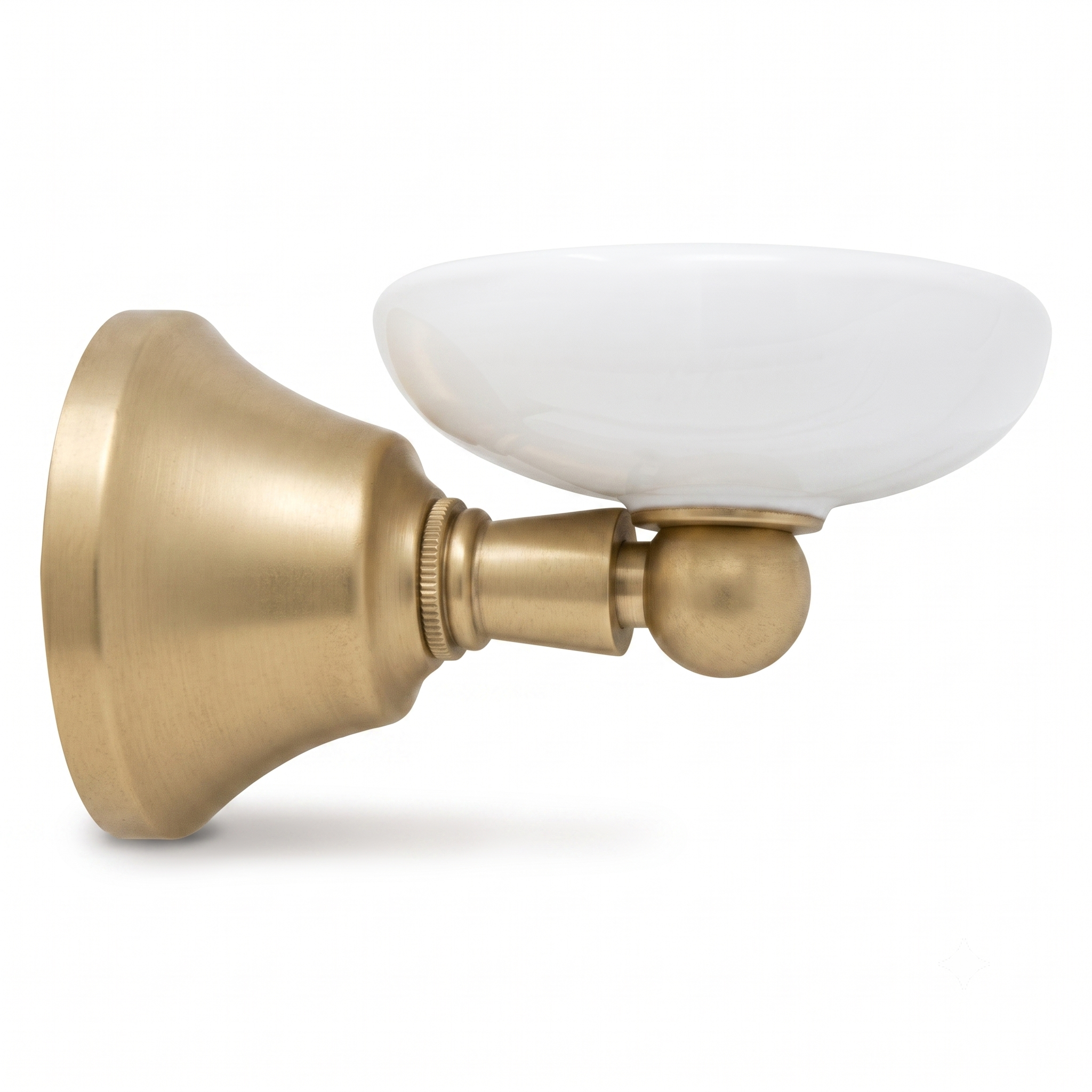 Mississippi Vintage Style Wall Mount Porcelain Deco Soap Dish, Solid Brass and Escutcheon P0304 | Strom Living Raw Brass - Bathroom Accessories