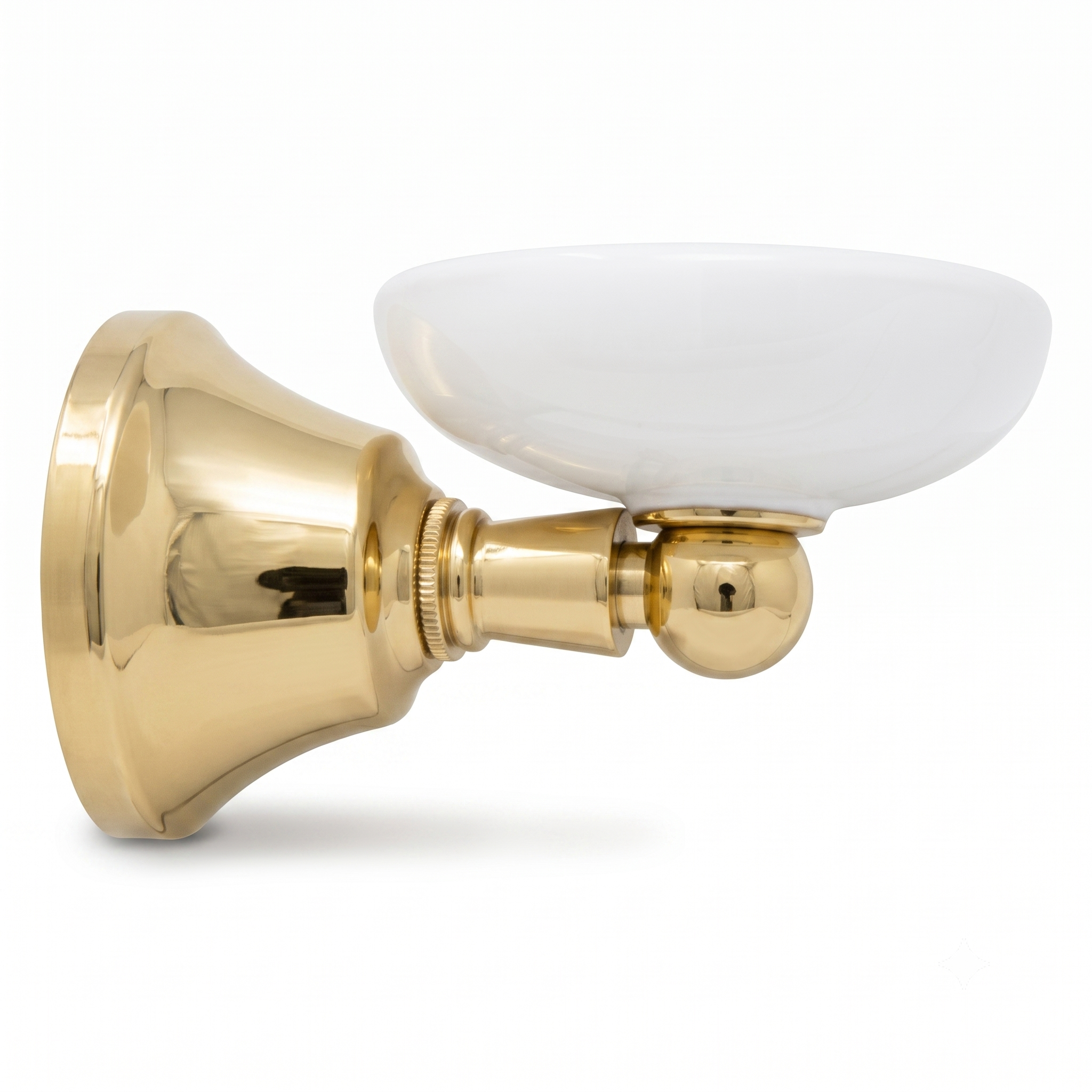 Mississippi Vintage Style Wall Mount Porcelain Deco Soap Dish, Solid Brass and Escutcheon P0304 | Strom Living Supercoat Brass - Bathroom Accessories