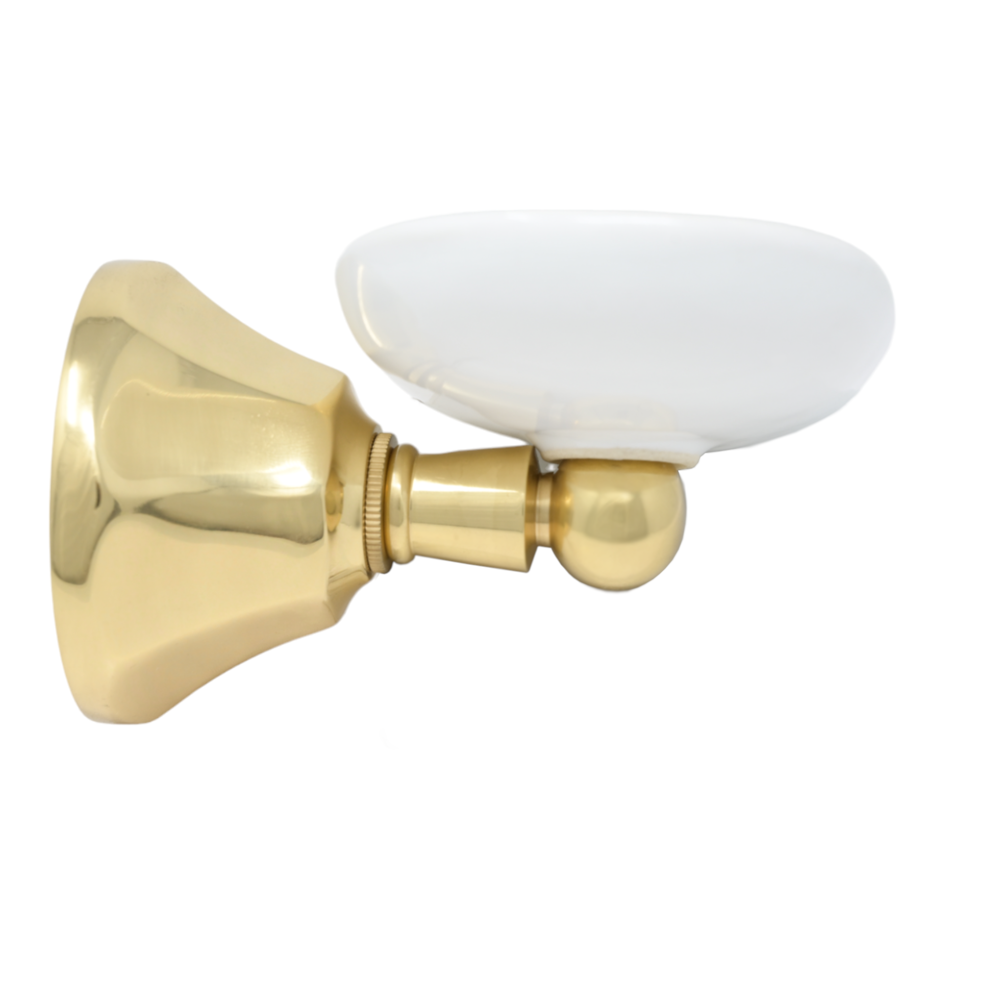 Mississippi Vintage Style Wall Mount Porcelain Deco Soap Dish, Solid Brass and Escutcheon P0304 | Strom Living Polished Brass - Bathroom Accessories