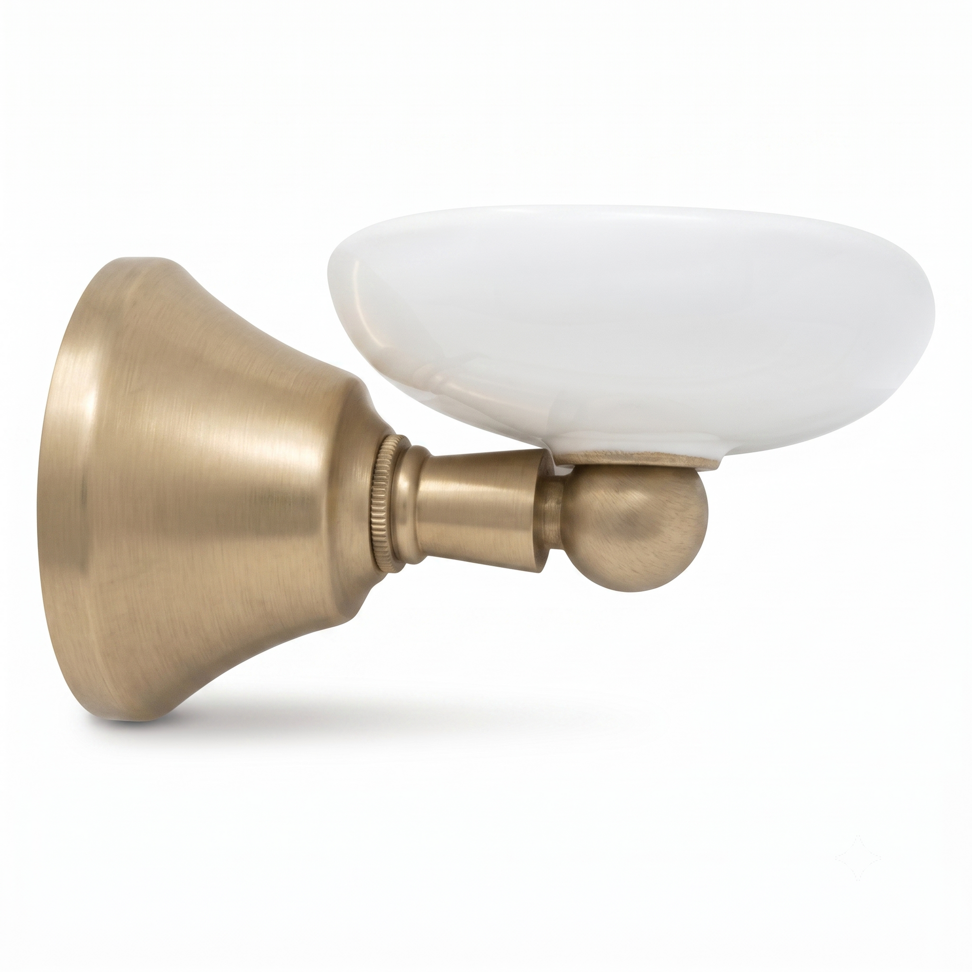 Mississippi Vintage Style Wall Mount Porcelain Deco Soap Dish, Solid Brass and Escutcheon P0304 | Strom Living Satin Brass - Bathroom Accessories