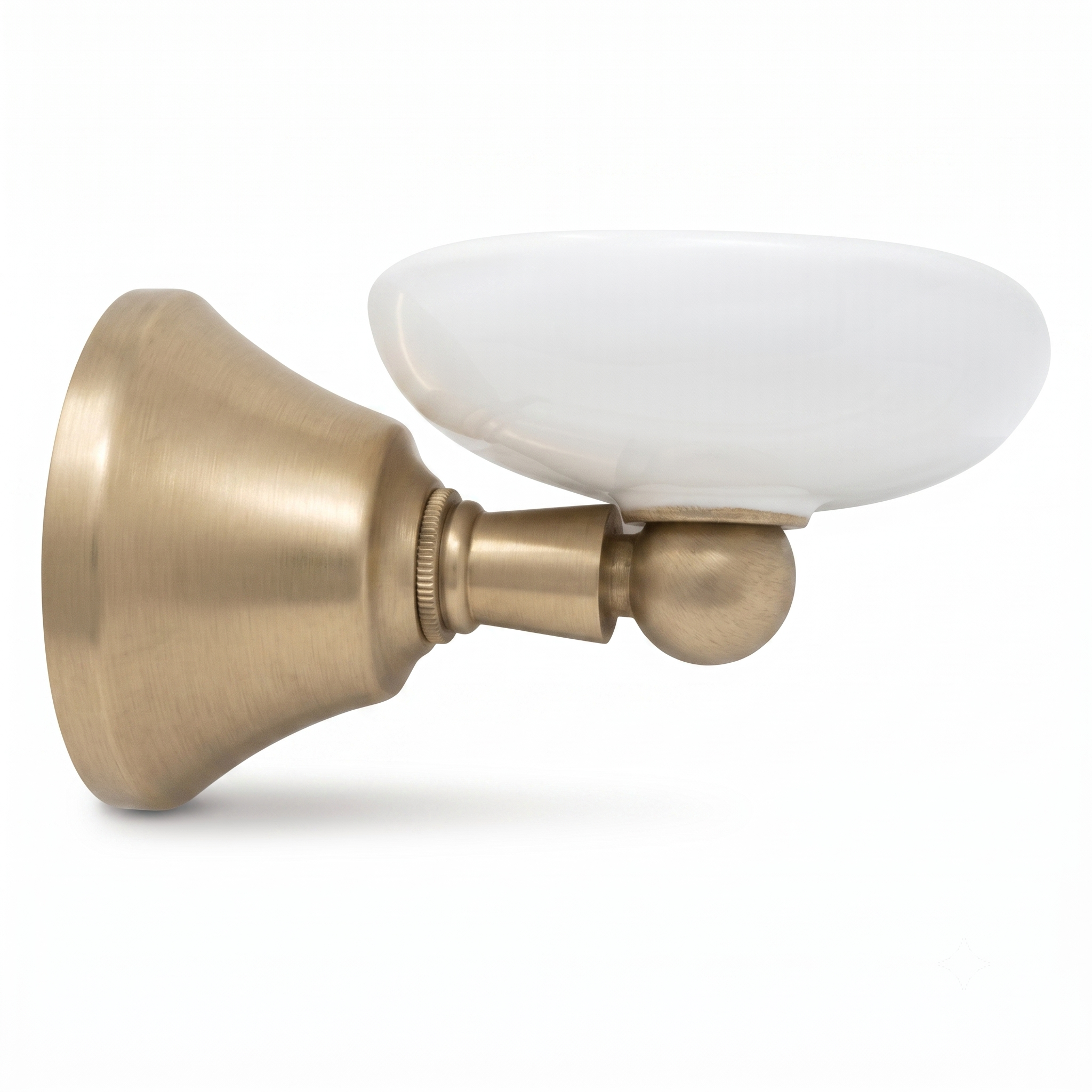 Mississippi Vintage Style Wall Mount Porcelain Deco Soap Dish, Solid Brass and Escutcheon P0304 | Strom Living Satin Brass - Bathroom Accessories