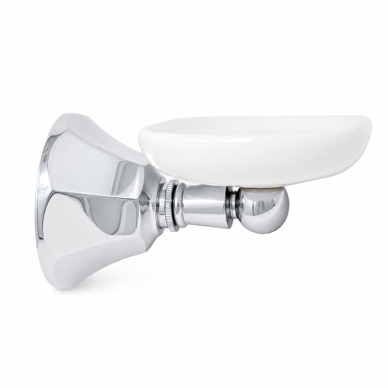 Mississippi Vintage Style Wall Mount Porcelain Deco Toothbrush and Glass Holder, Solid Brass P0315 | Strom Living Chrome - Bathroom Accessories