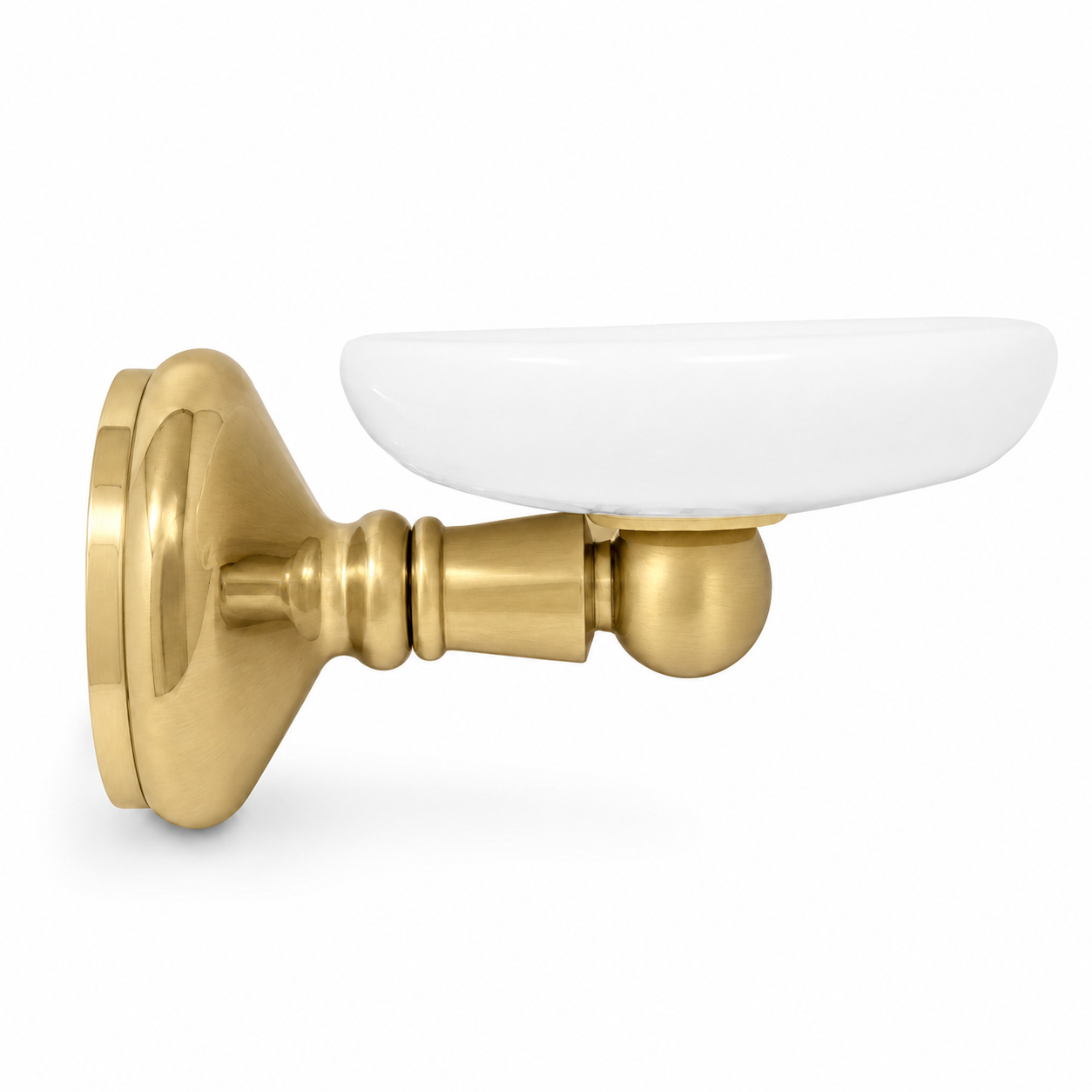 Sacramento Traditional Style Wall Mount Porcelain Toothbrush and Glass Holder, Solid Brass P0316 | Strom Living Satin Brass - Bathroom Accessories