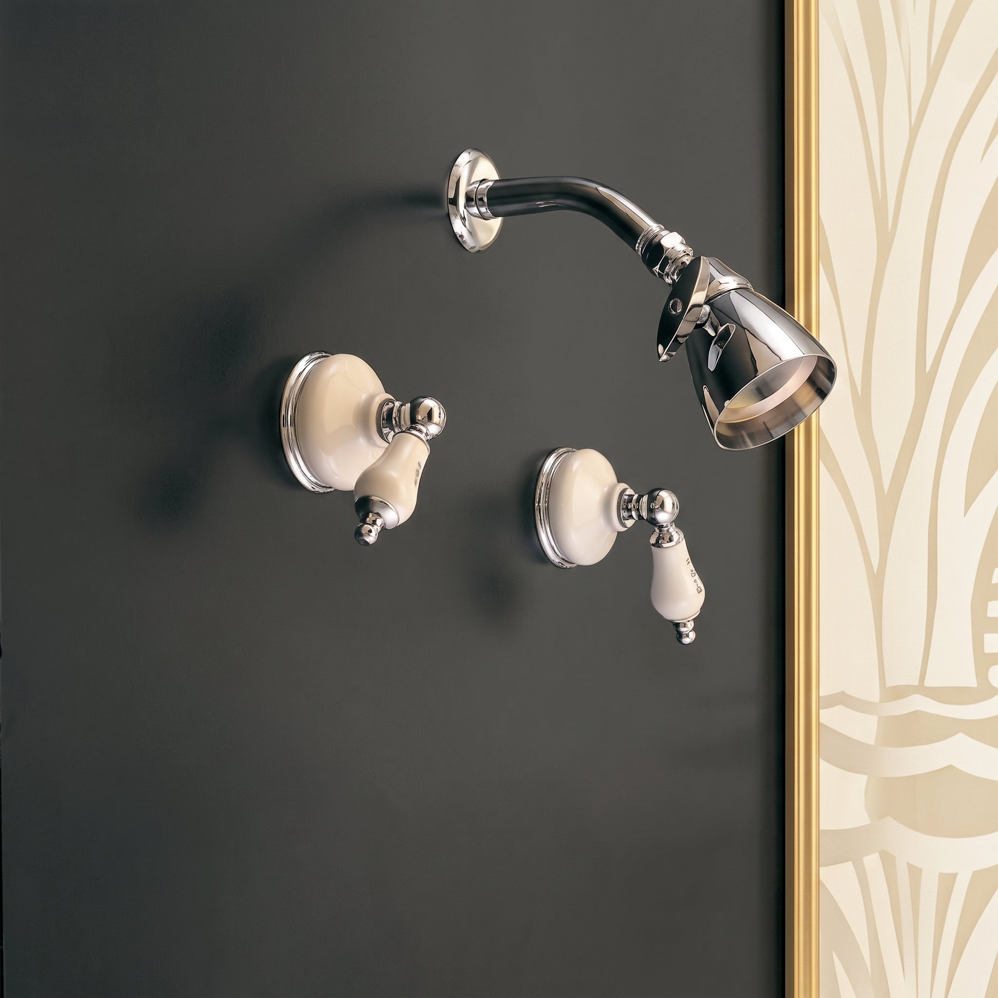 Sacramento In-Wall Shower Set with Porcelain Escutcheons, Lever Handles and Spout P0450 | Strom Living - Showers